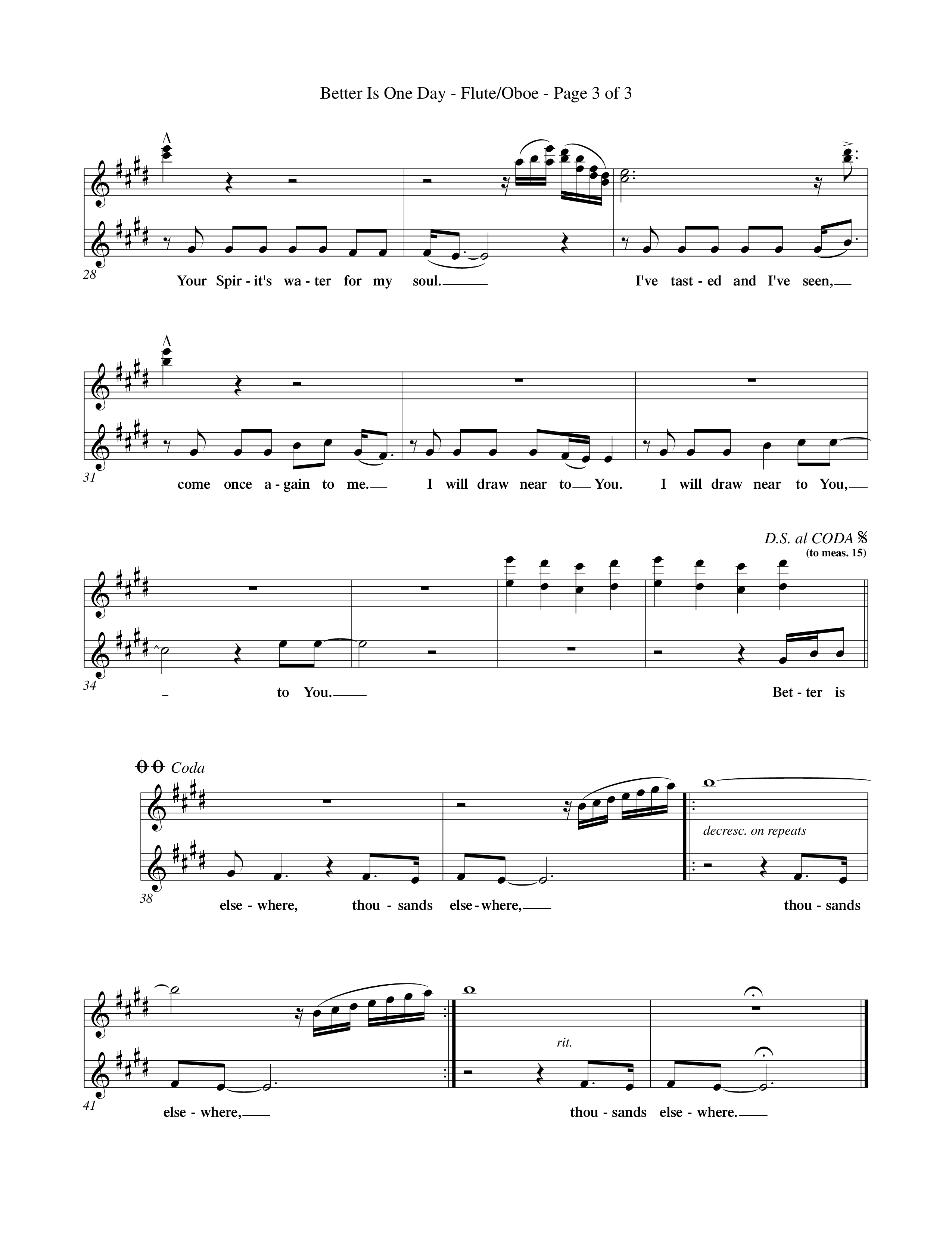Better Is One Day (Choral Anthem SATB) Flute/Oboe (Word Music Choral / Orch. Billy Payne)