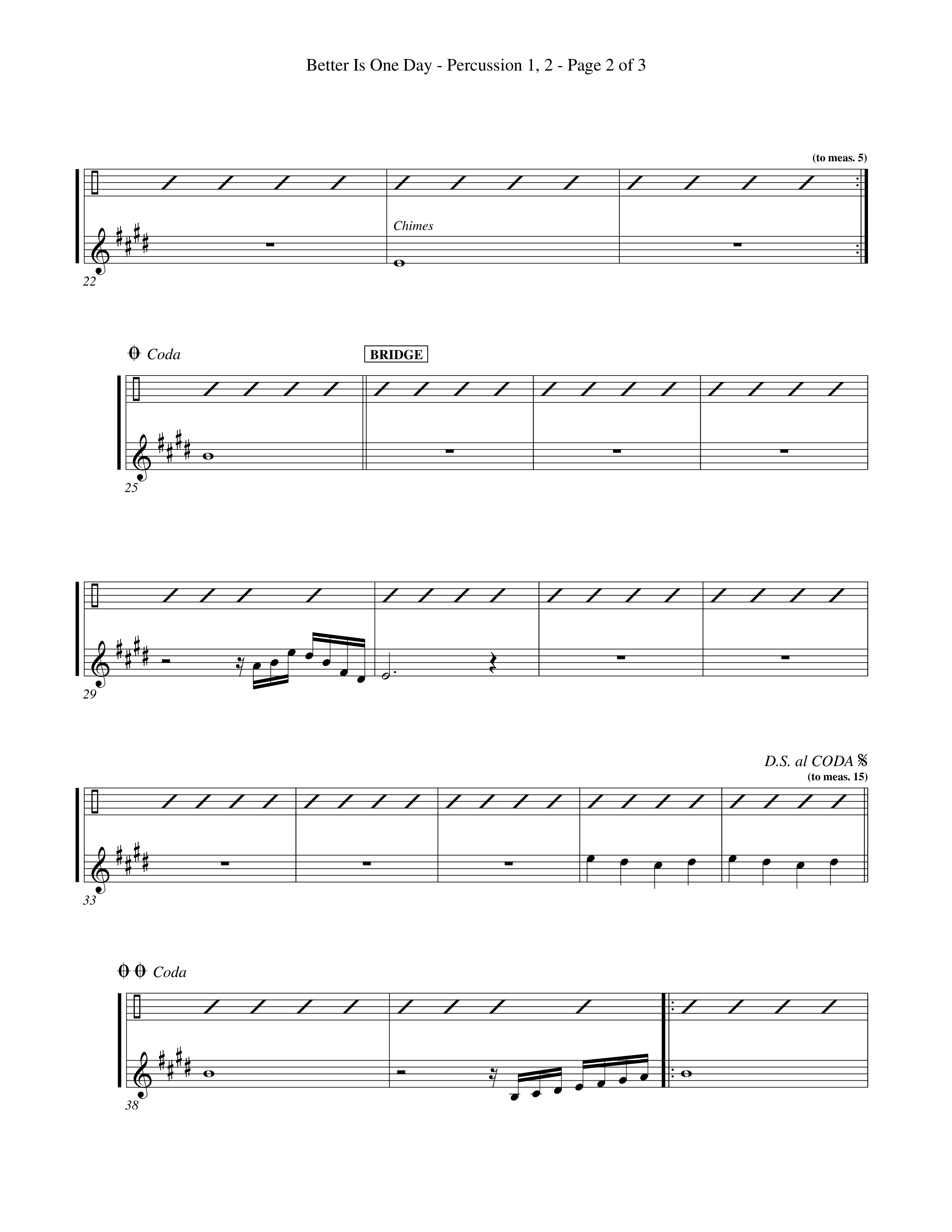 Better Is One Day (Choral Anthem SATB) Percussion 1/2 (Word Music Choral / Orch. Billy Payne)