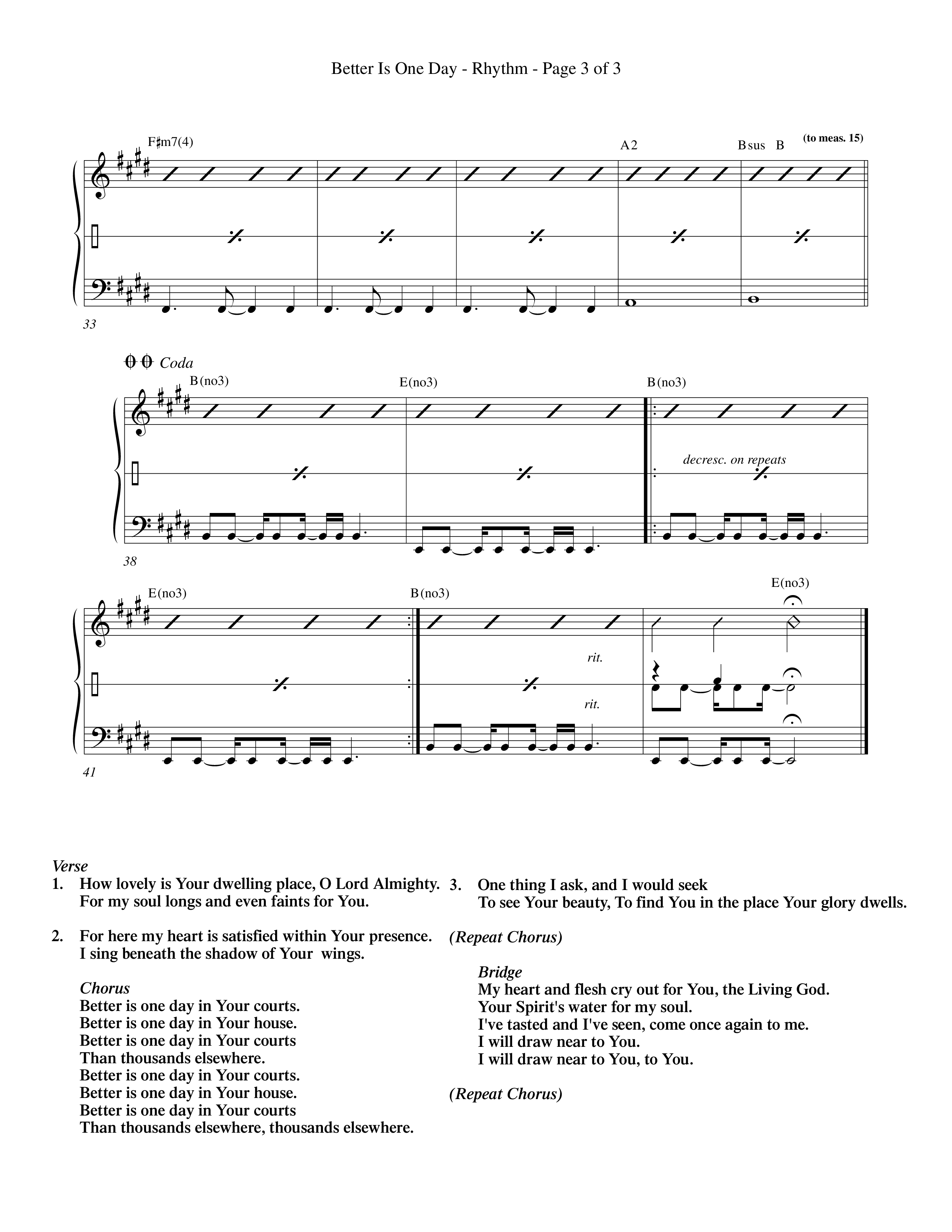 Better Is One Day (Choral Anthem SATB) Rhythm Chart (Word Music Choral / Orch. Billy Payne)
