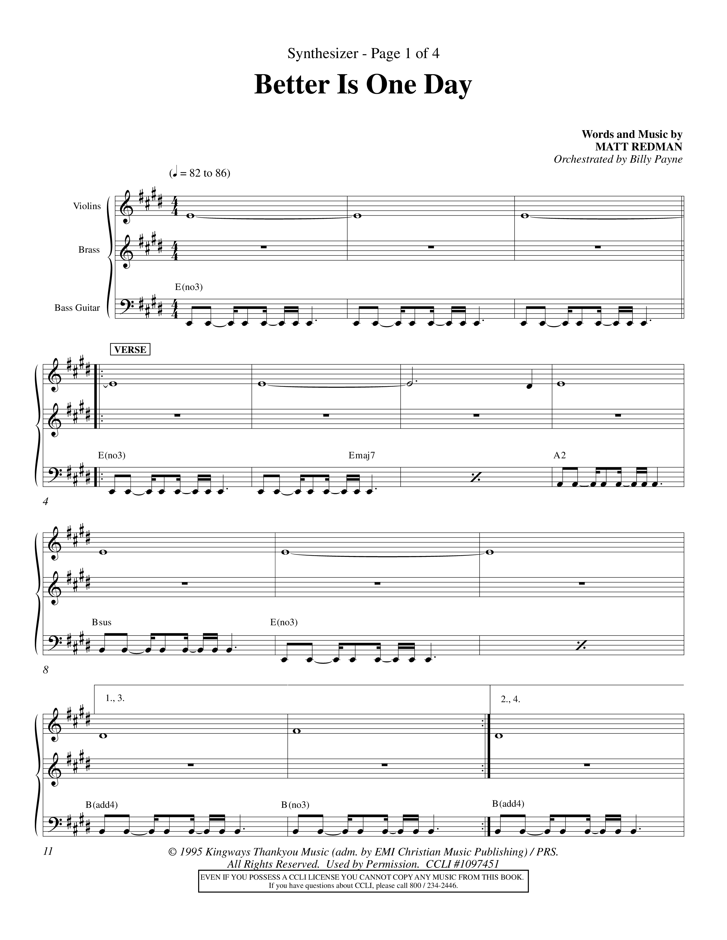 Better Is One Day (Choral Anthem SATB) Synth (Word Music Choral / Orch. Billy Payne)