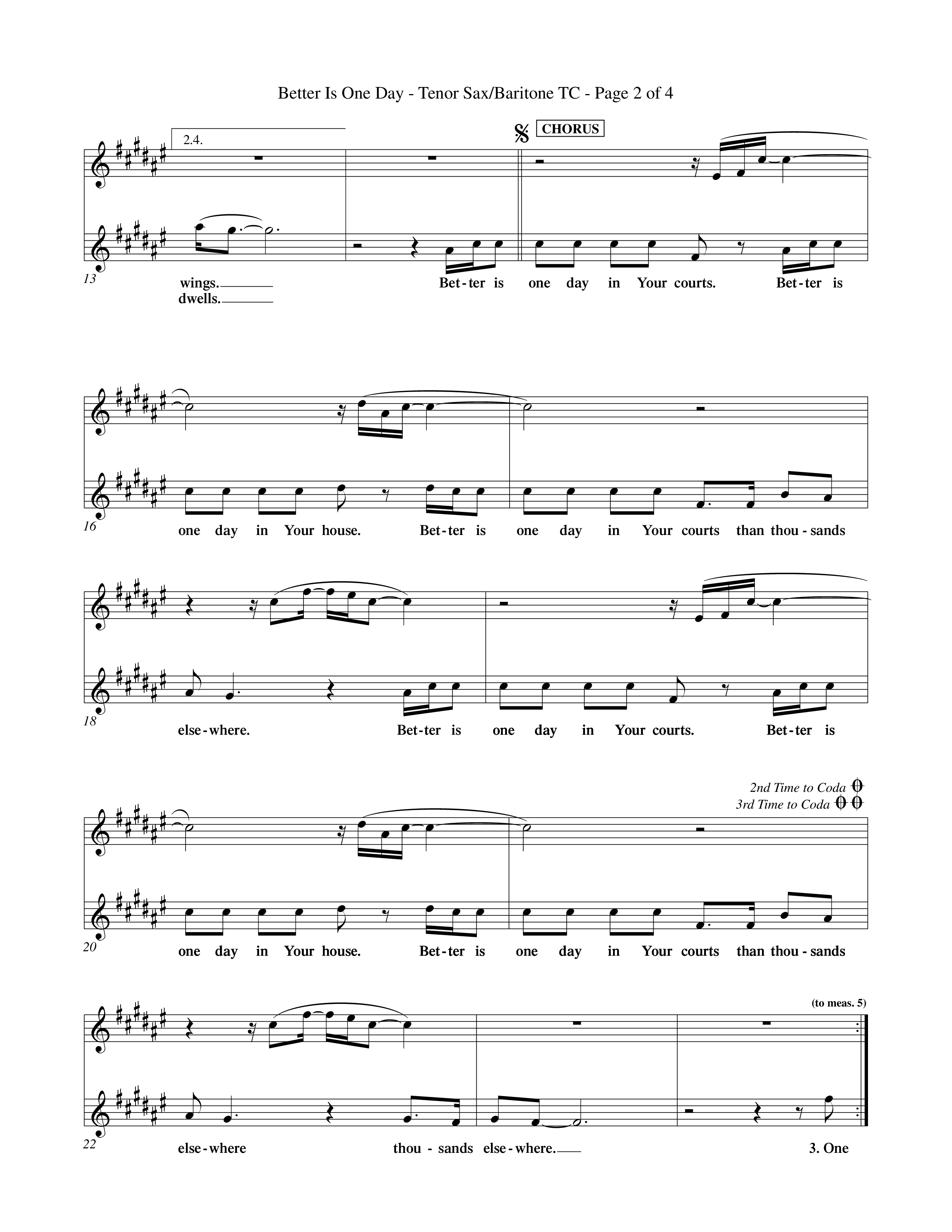 Better Is One Day (Choral Anthem SATB) Tenor Sax/Baritone T.C. (Word Music Choral / Orch. Billy Payne)