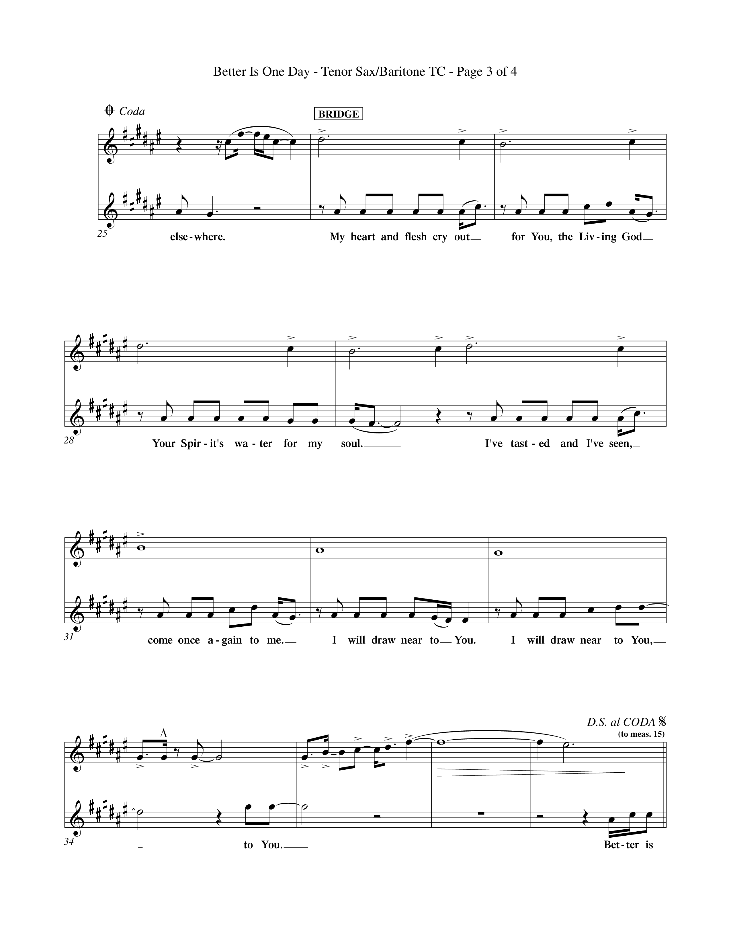Better Is One Day (Choral Anthem SATB) Tenor Sax/Baritone T.C. (Word Music Choral / Orch. Billy Payne)