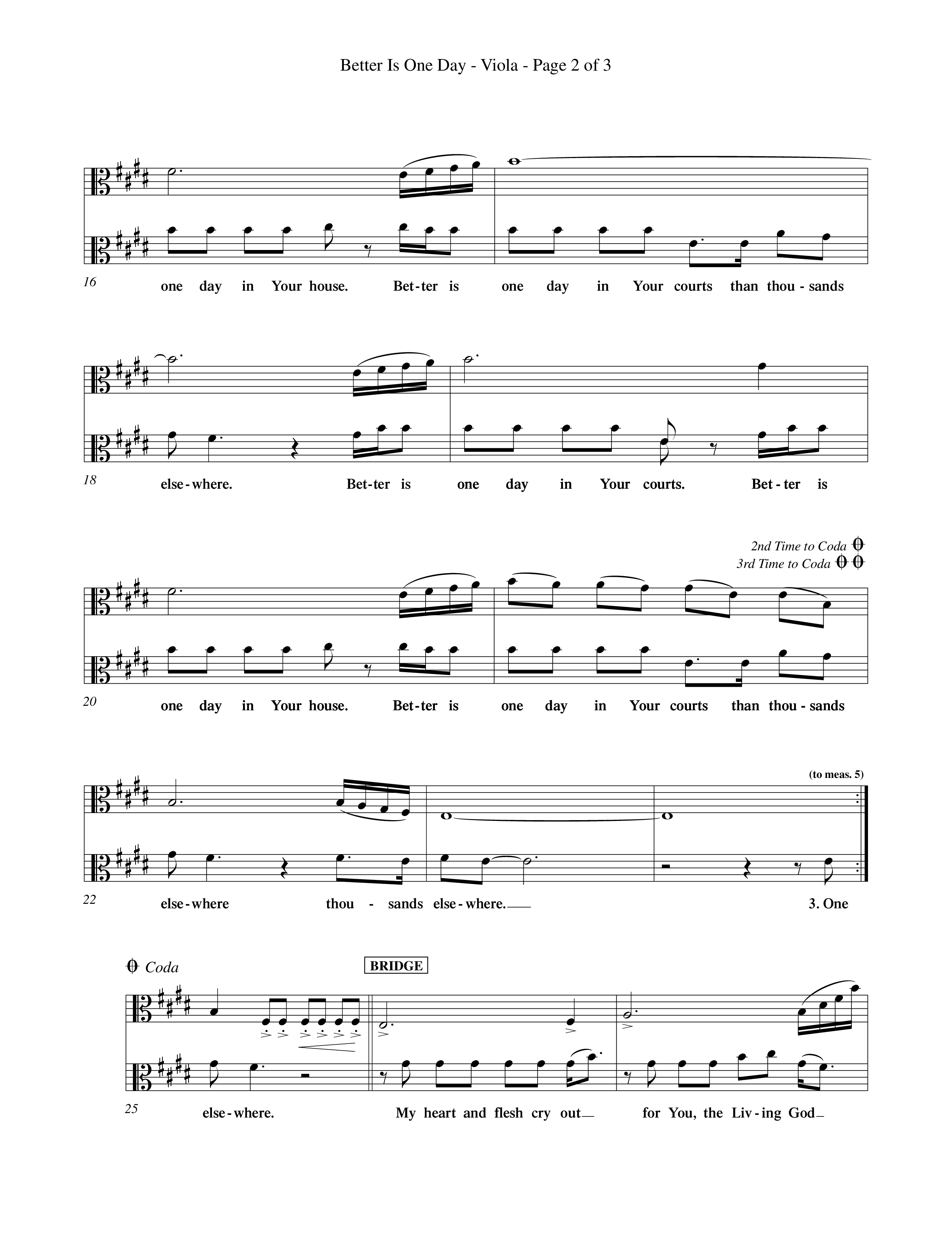 Better Is One Day (Choral Anthem SATB) Viola (Word Music Choral / Orch. Billy Payne)