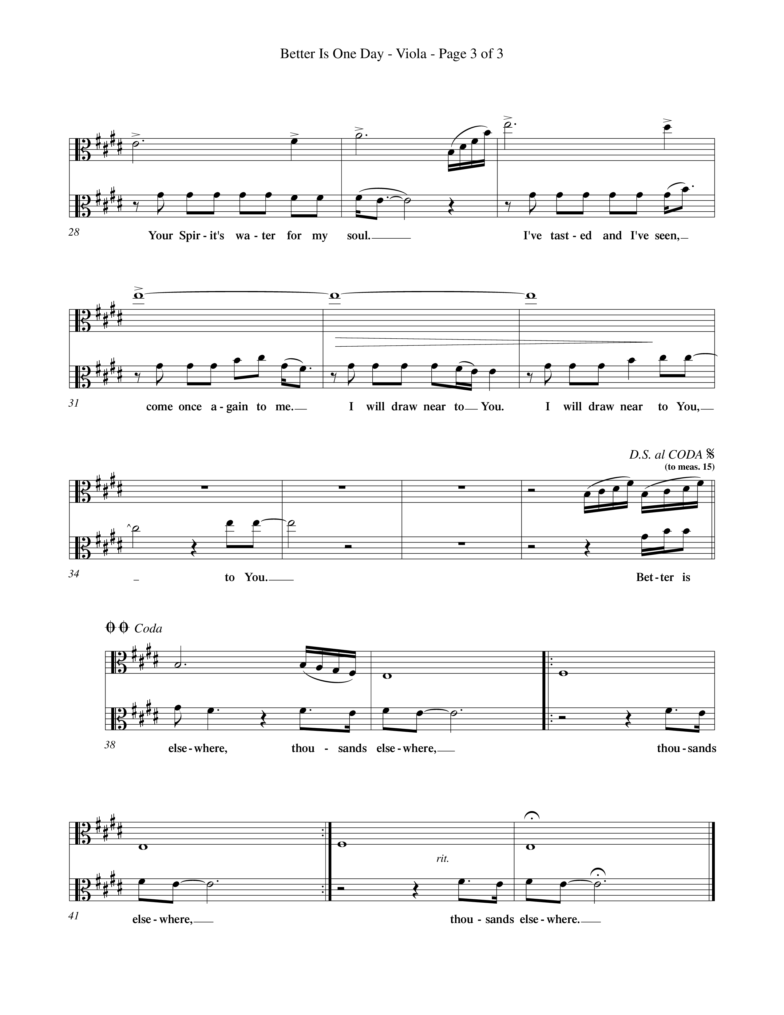 Better Is One Day (Choral Anthem SATB) Viola (Word Music Choral / Orch. Billy Payne)