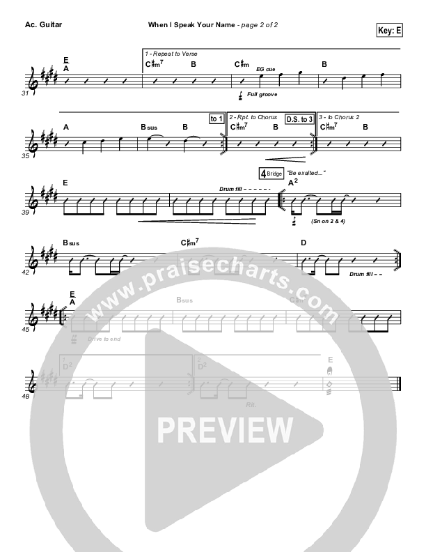 When I Speak Your Name Acoustic Guitar (Gateway Worship)