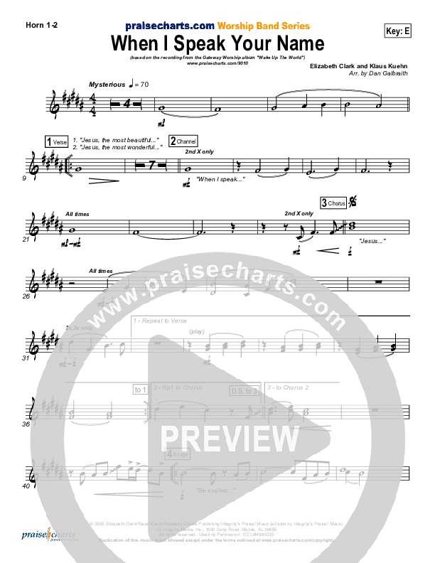 When I Speak Your Name French Horn 1/2 (Gateway Worship)