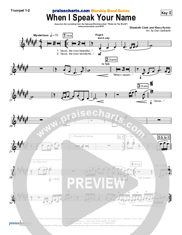 When I Speak Your Name Trumpet 1,2 (Gateway Worship)