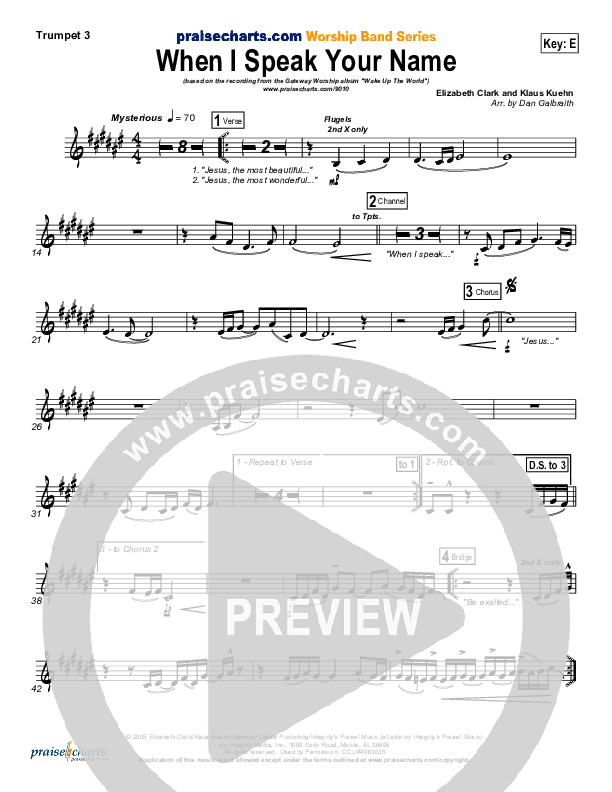 When I Speak Your Name Trumpet 3 (Gateway Worship)