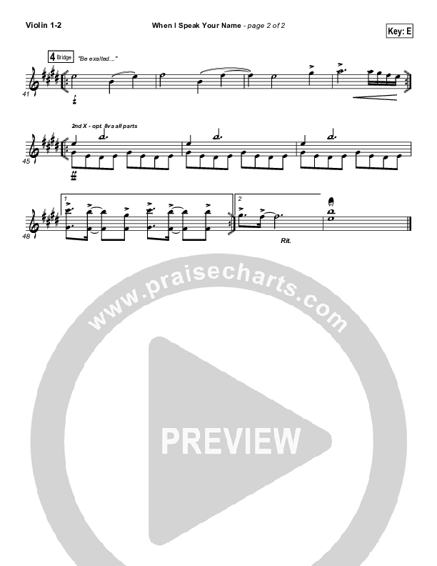 When I Speak Your Name Violin 1/2 (Gateway Worship)