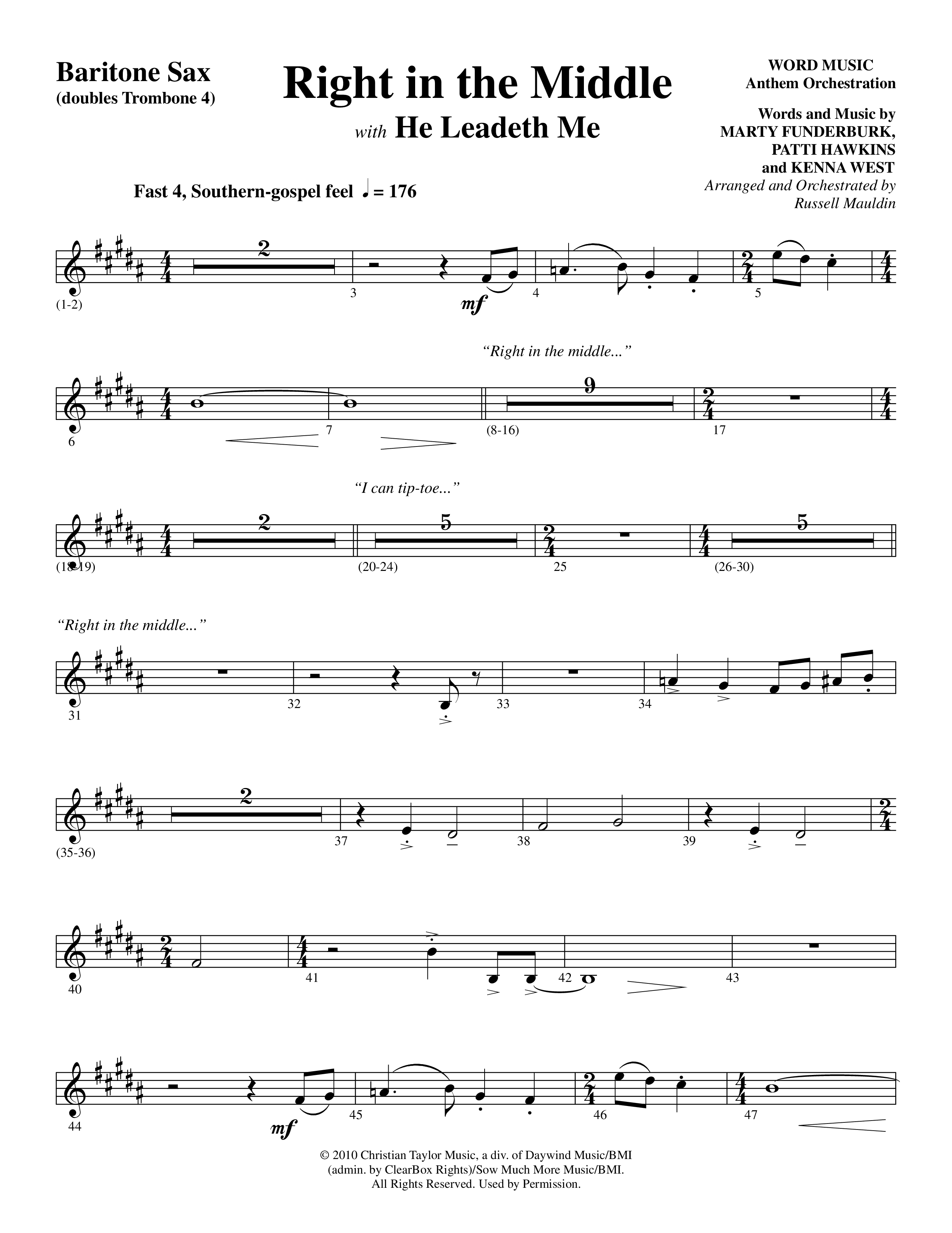 Right In The Middle (Choral Anthem SATB) Bari Sax (Word Music Choral / Arr. Russell Mauldin)