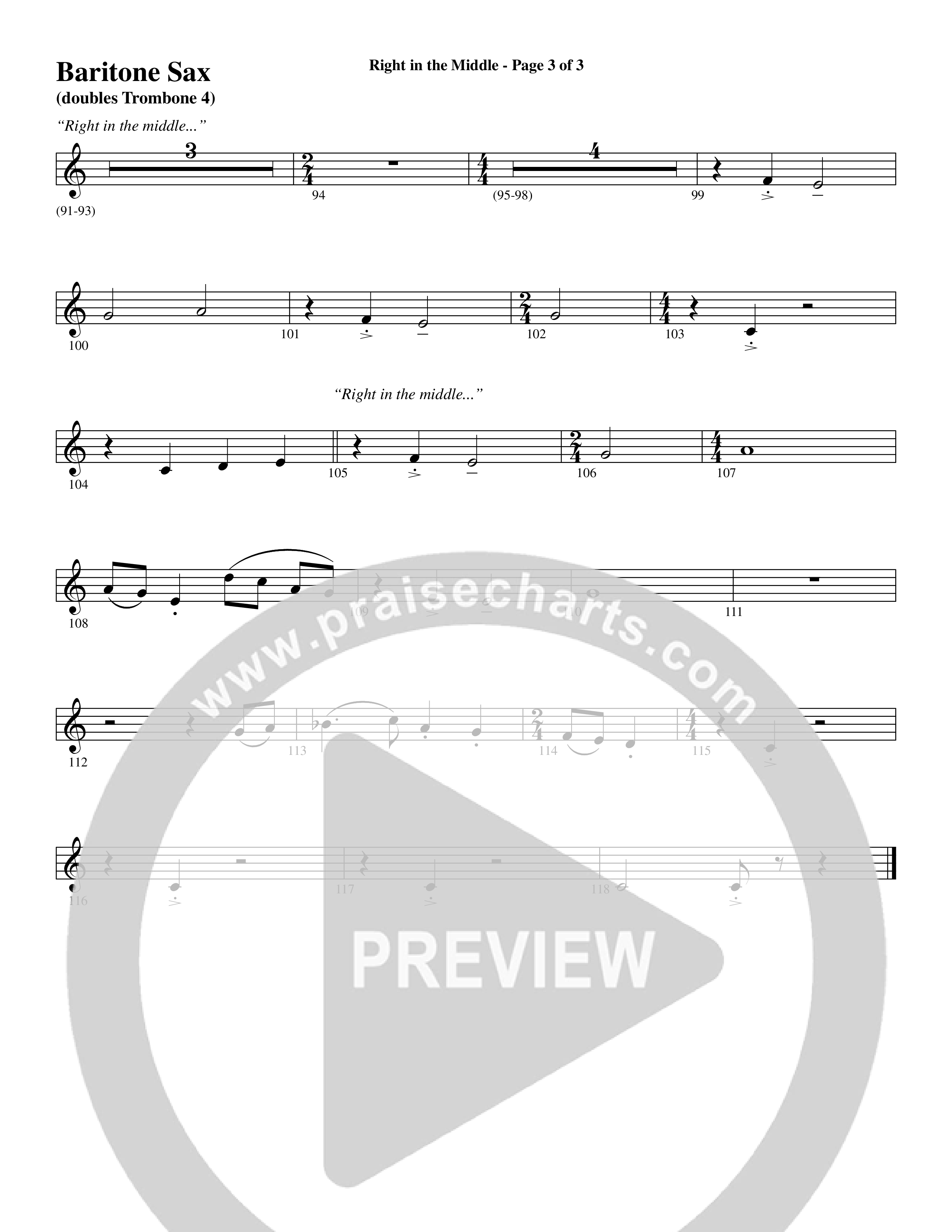 Right In The Middle (Choral Anthem SATB) Bari Sax (Word Music Choral / Arr. Russell Mauldin)