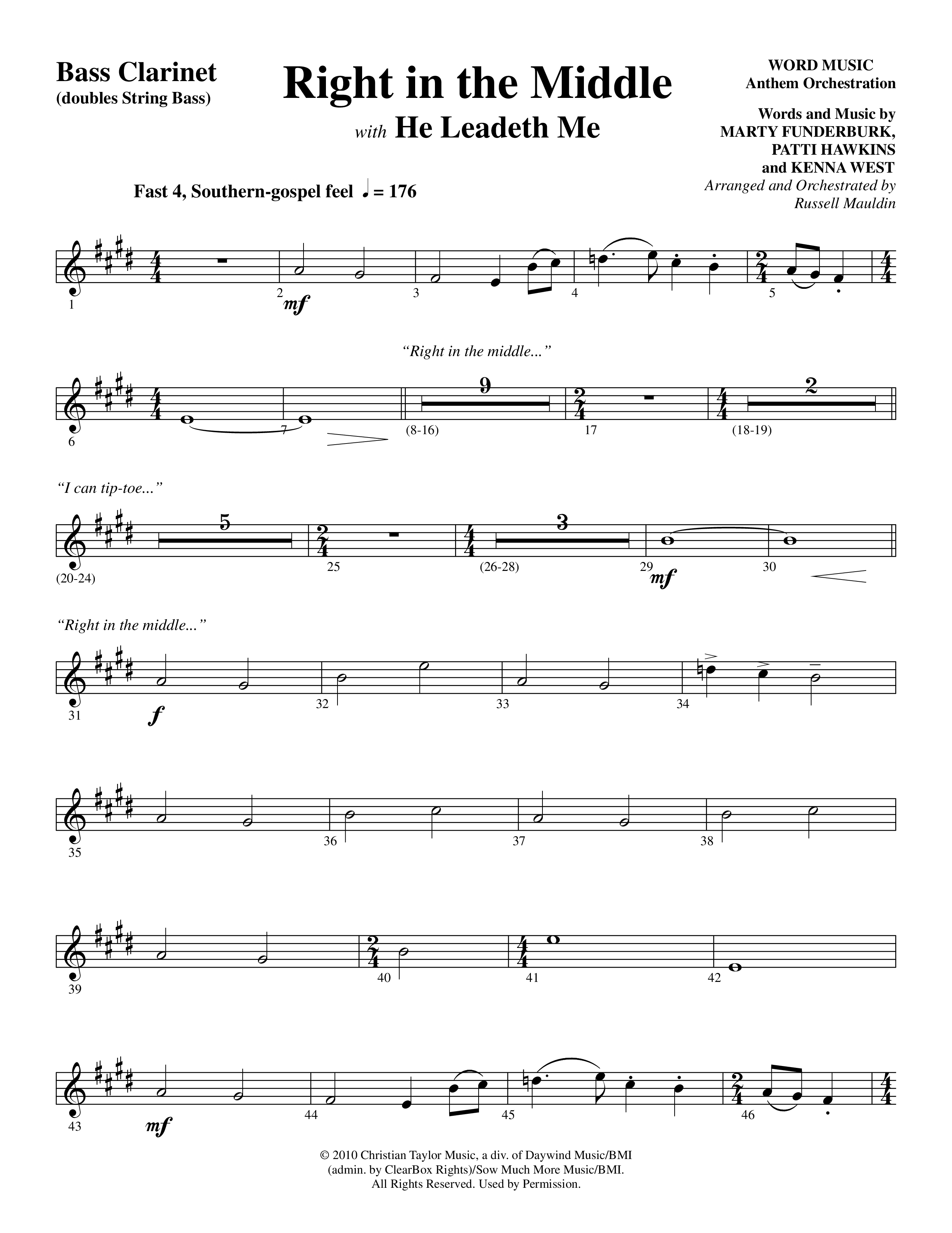 Right In The Middle (Choral Anthem SATB) Bass Clarinet (Word Music Choral / Arr. Russell Mauldin)