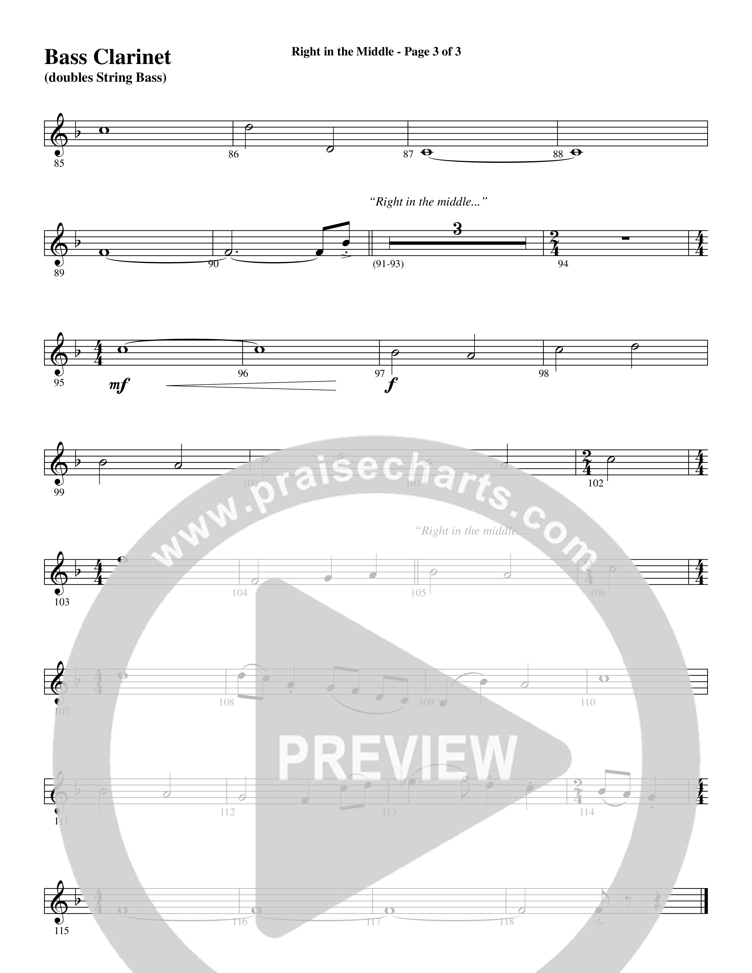 Right In The Middle (Choral Anthem SATB) Bass Clarinet (Word Music Choral / Arr. Russell Mauldin)