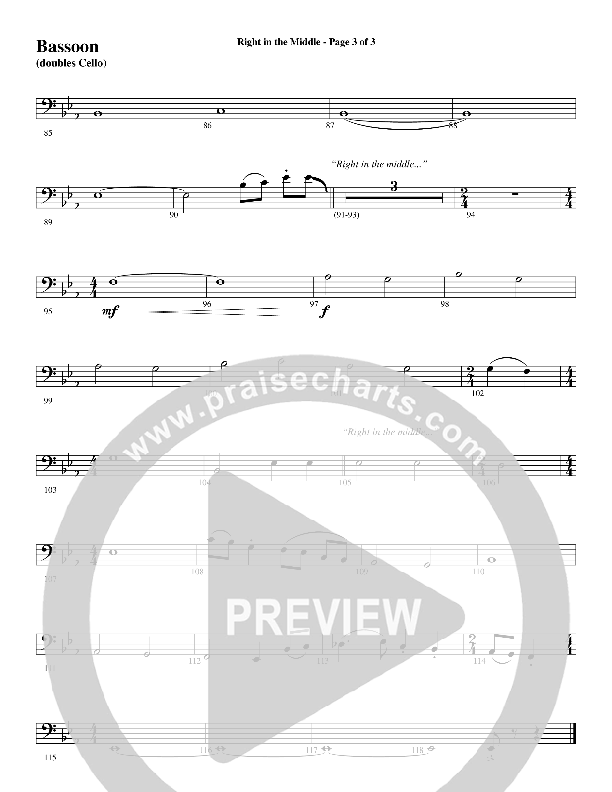 Right In The Middle (Choral Anthem SATB) Bassoon (Word Music Choral / Arr. Russell Mauldin)