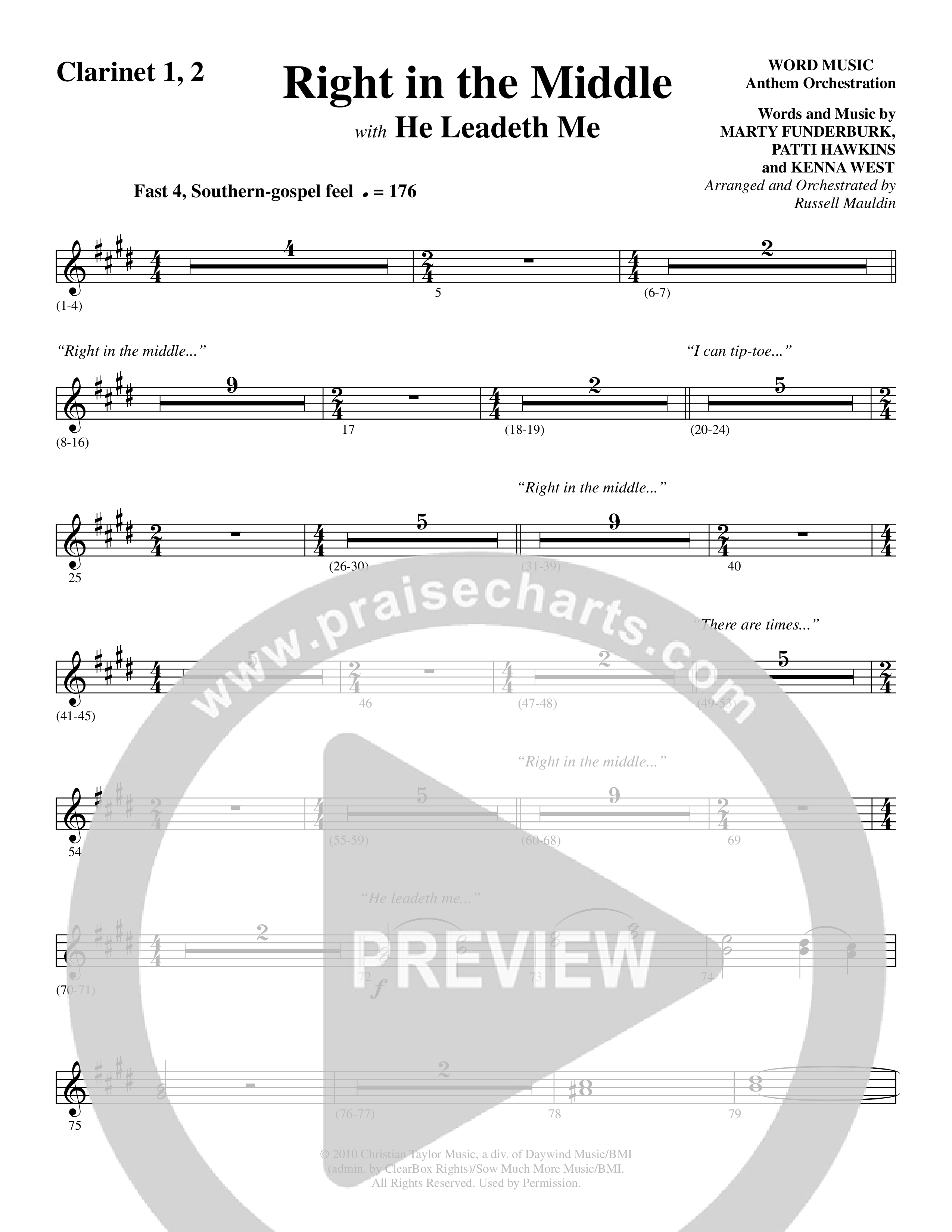 Right In The Middle (Choral Anthem SATB) Clarinet 1/2 (Word Music Choral / Arr. Russell Mauldin)