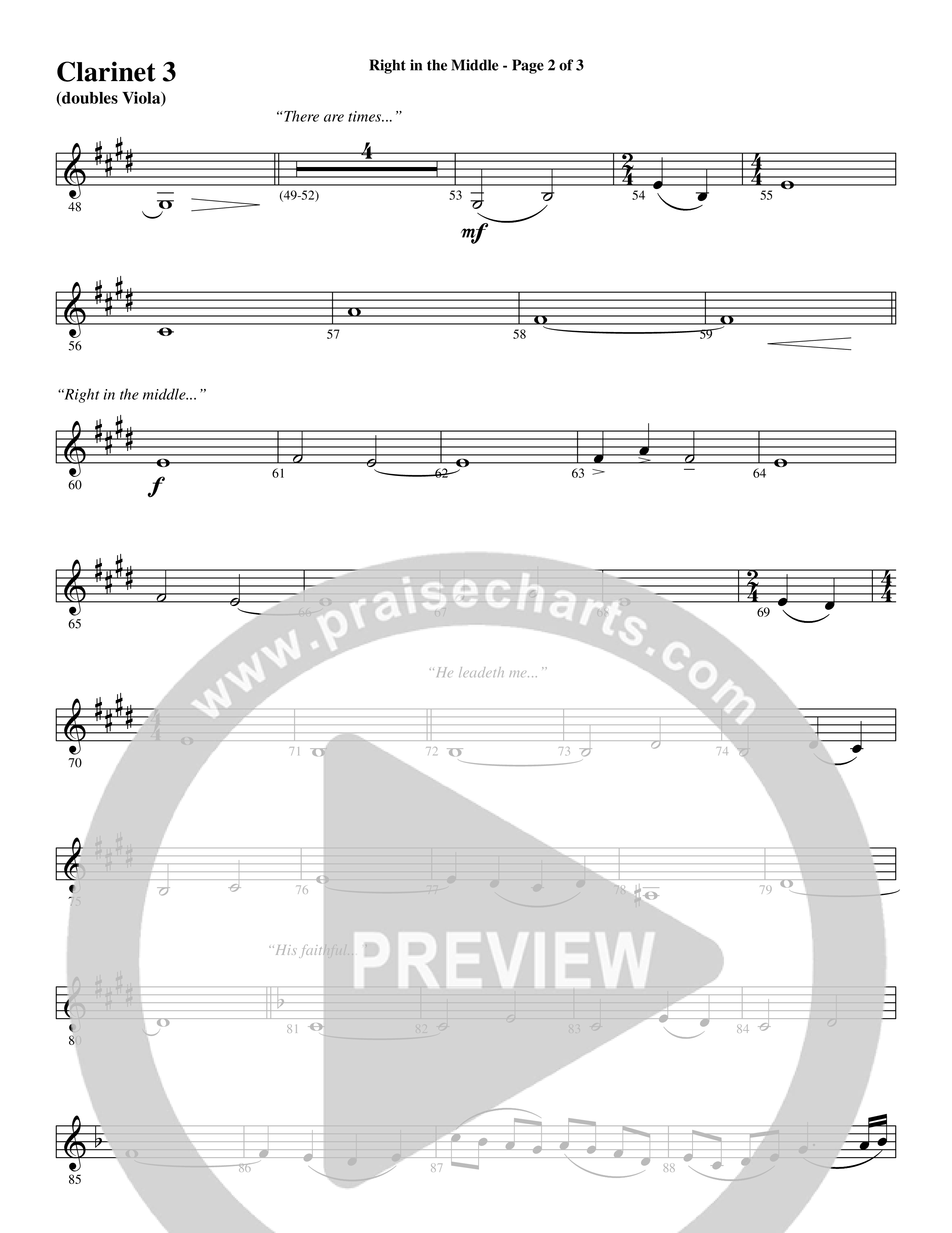 Right In The Middle (Choral Anthem SATB) Clarinet 3 (Word Music Choral / Arr. Russell Mauldin)