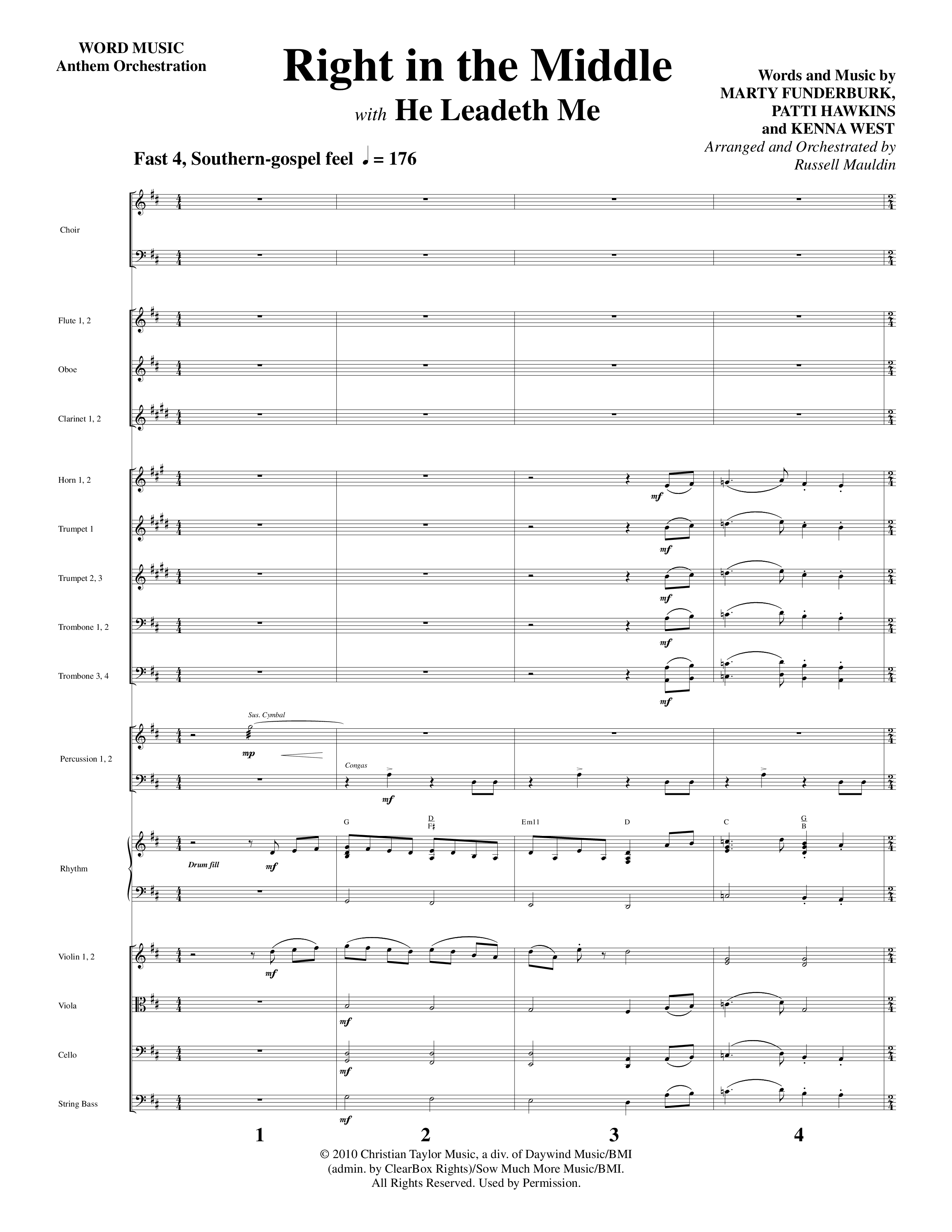 Right In The Middle (Choral Anthem SATB) Orchestration (Word Music Choral / Arr. Russell Mauldin)