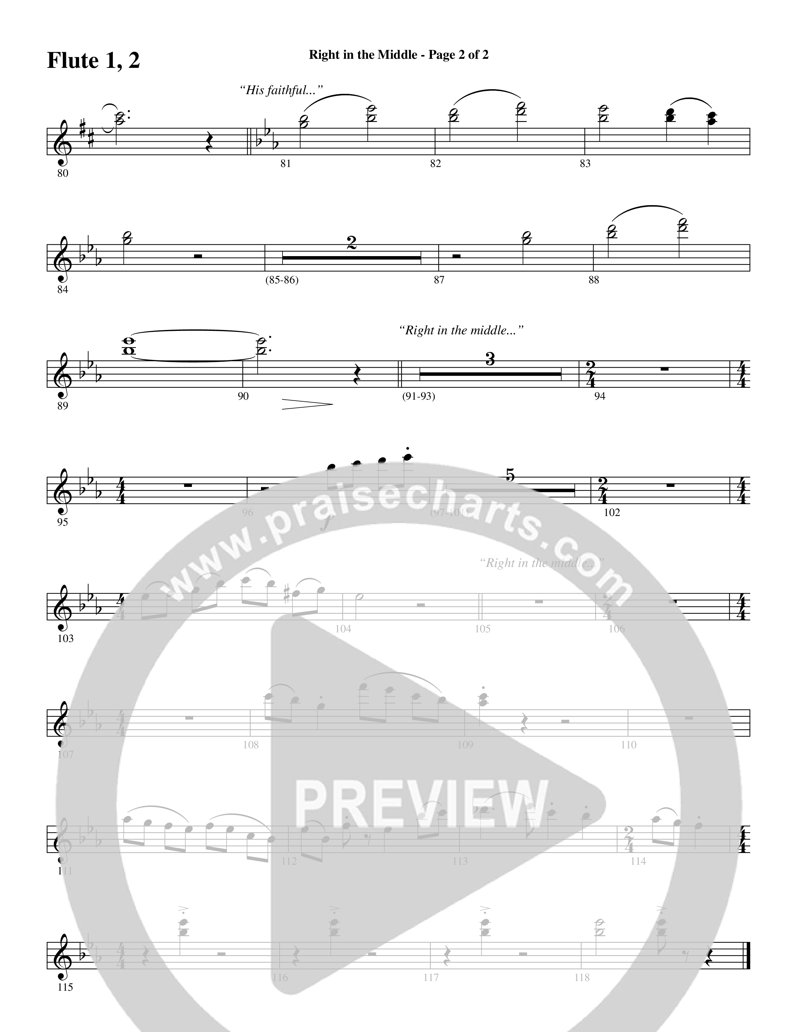 Right In The Middle (Choral Anthem SATB) Flute 1/2 (Word Music Choral / Arr. Russell Mauldin)