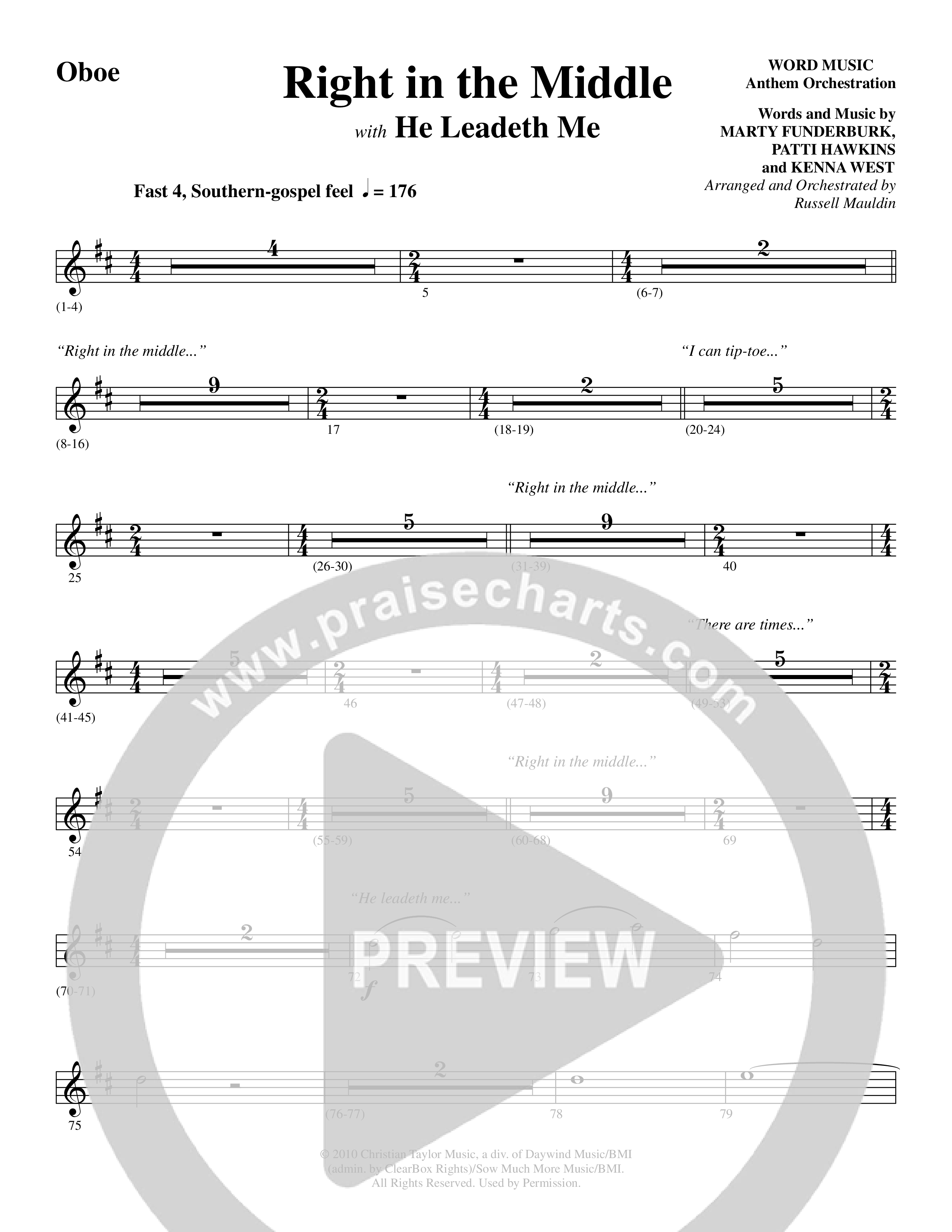 Right In The Middle (Choral Anthem SATB) Oboe (Word Music Choral / Arr. Russell Mauldin)