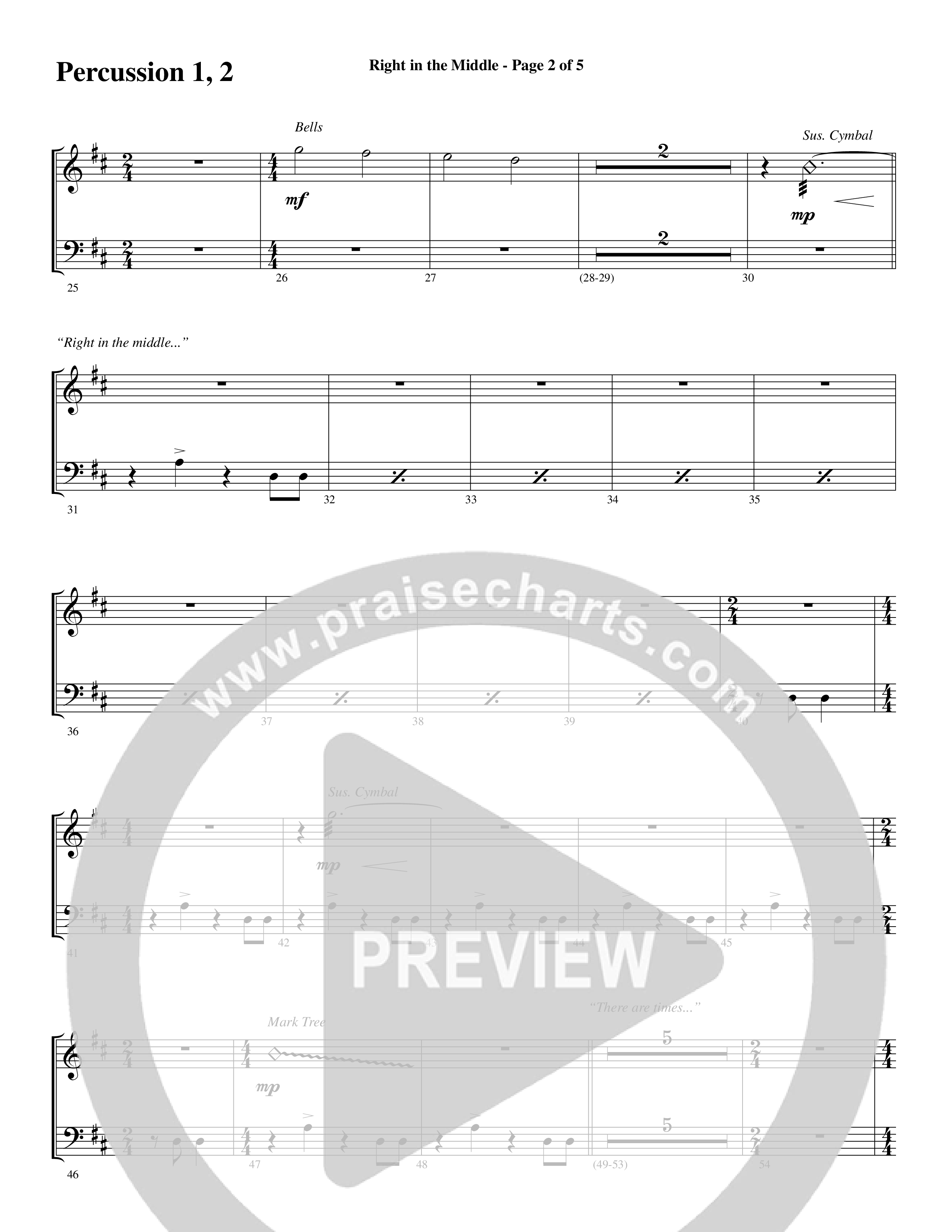 Right In The Middle (Choral Anthem SATB) Percussion 1/2 (Word Music Choral / Arr. Russell Mauldin)