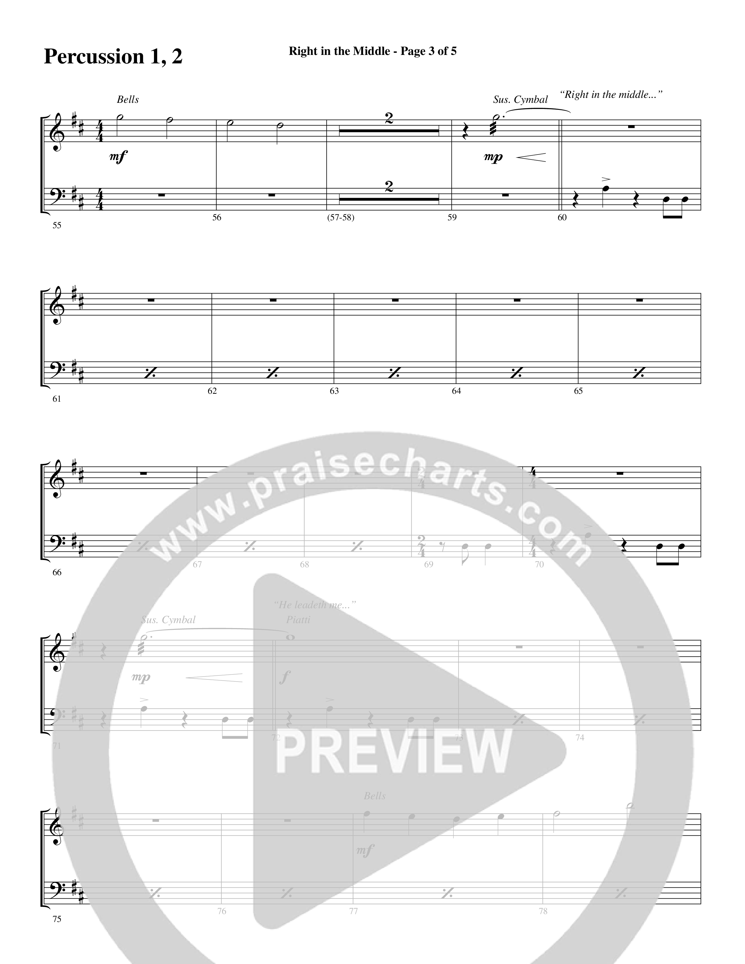 Right In The Middle (Choral Anthem SATB) Percussion 1/2 (Word Music Choral / Arr. Russell Mauldin)