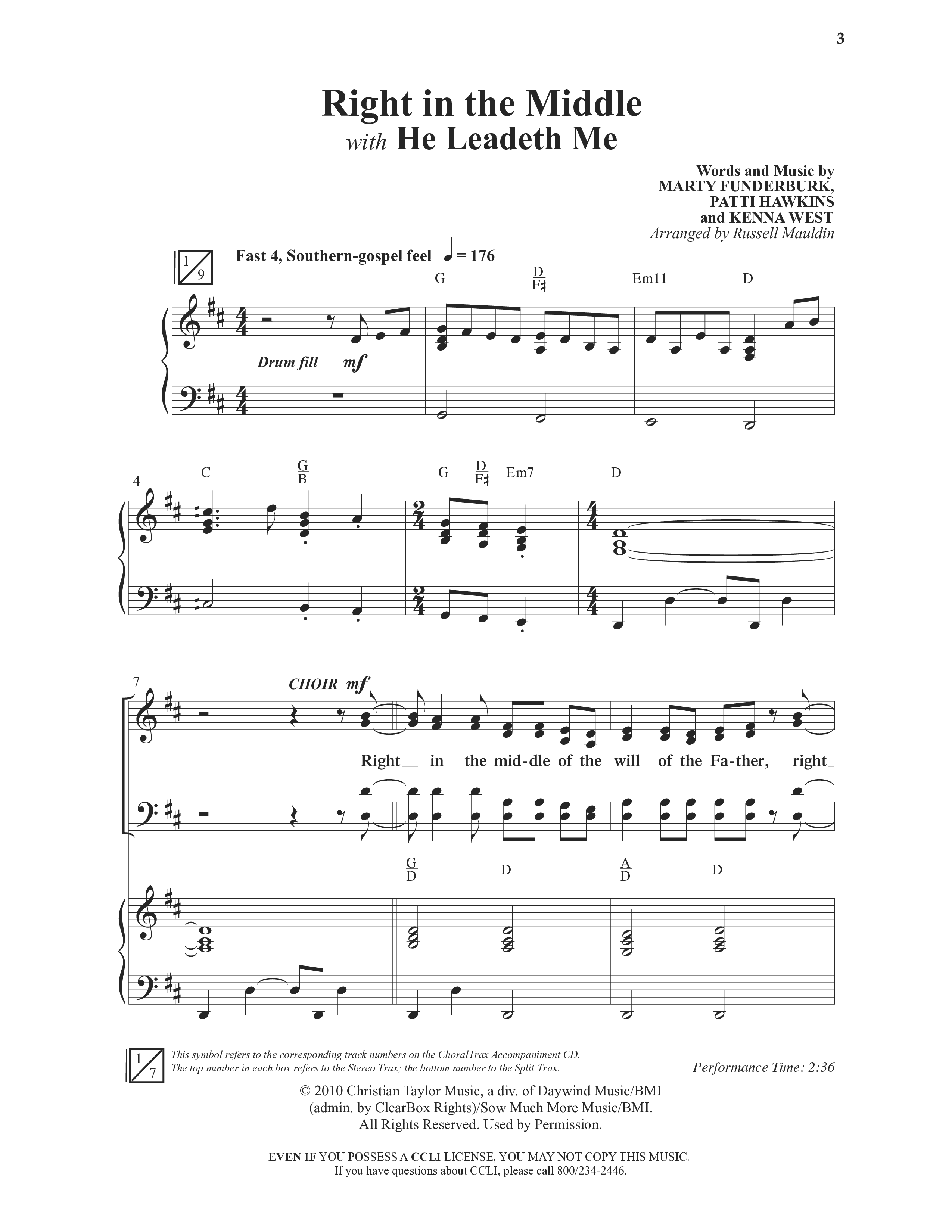 Right In The Middle (Choral Anthem SATB) Anthem (SATB/Piano) (Word Music Choral / Arr. Russell Mauldin)