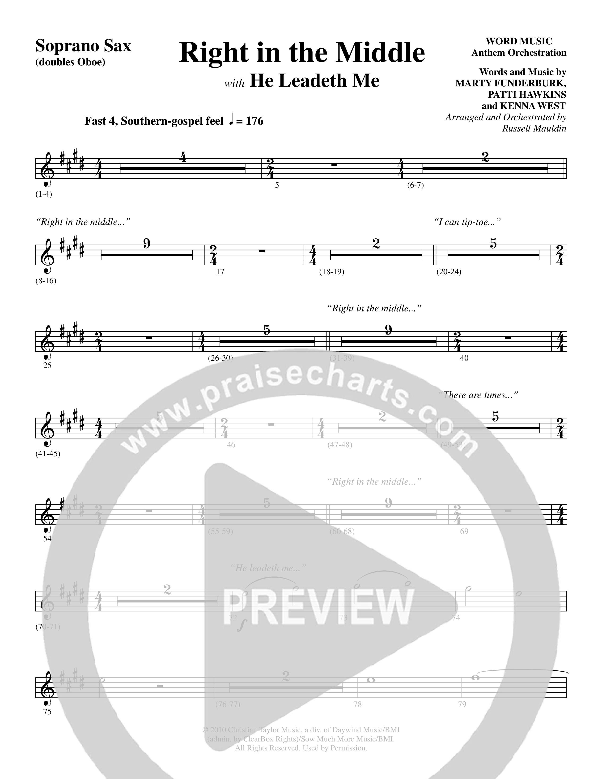 Right In The Middle (Choral Anthem SATB) Soprano Sax (Word Music Choral / Arr. Russell Mauldin)