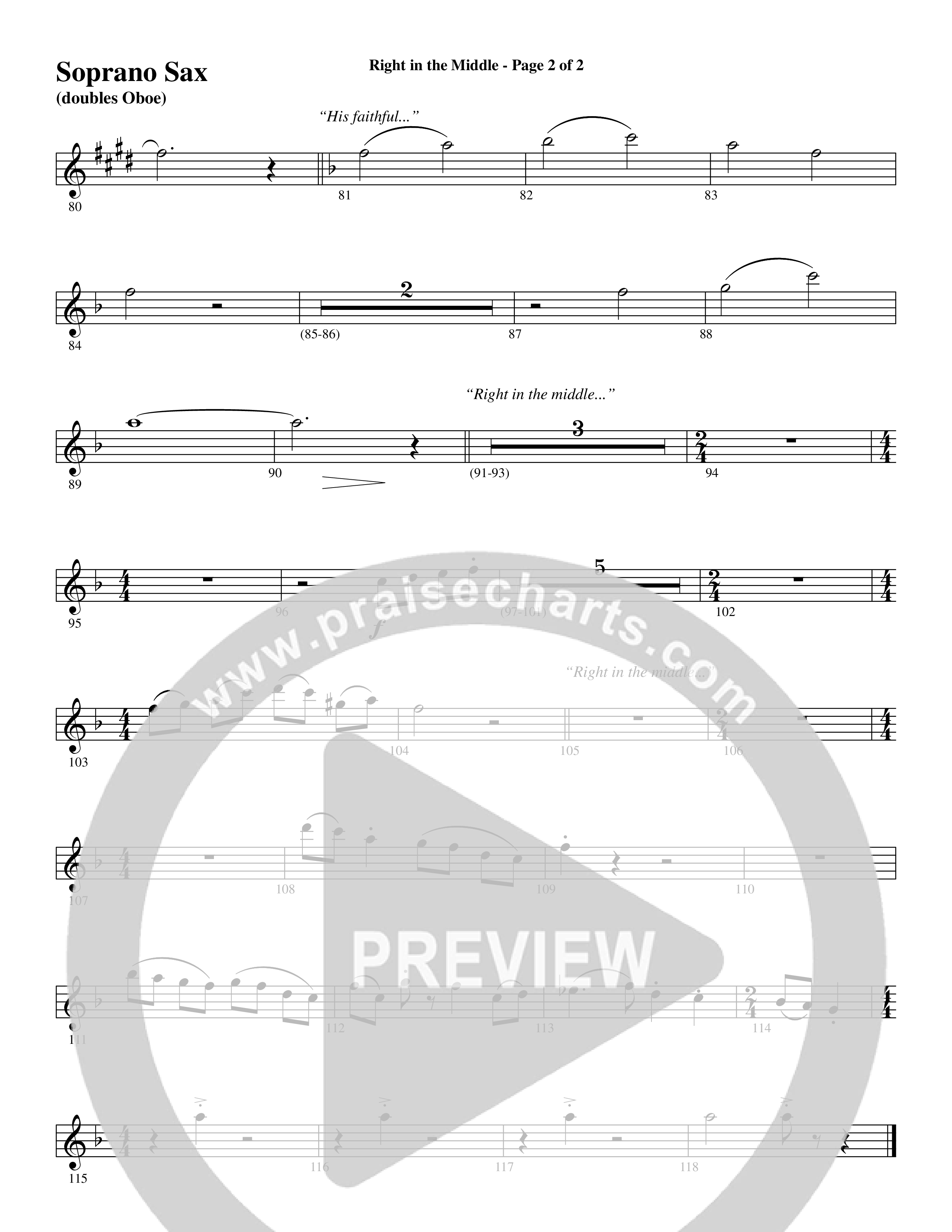 Right In The Middle (Choral Anthem SATB) Soprano Sax (Word Music Choral / Arr. Russell Mauldin)