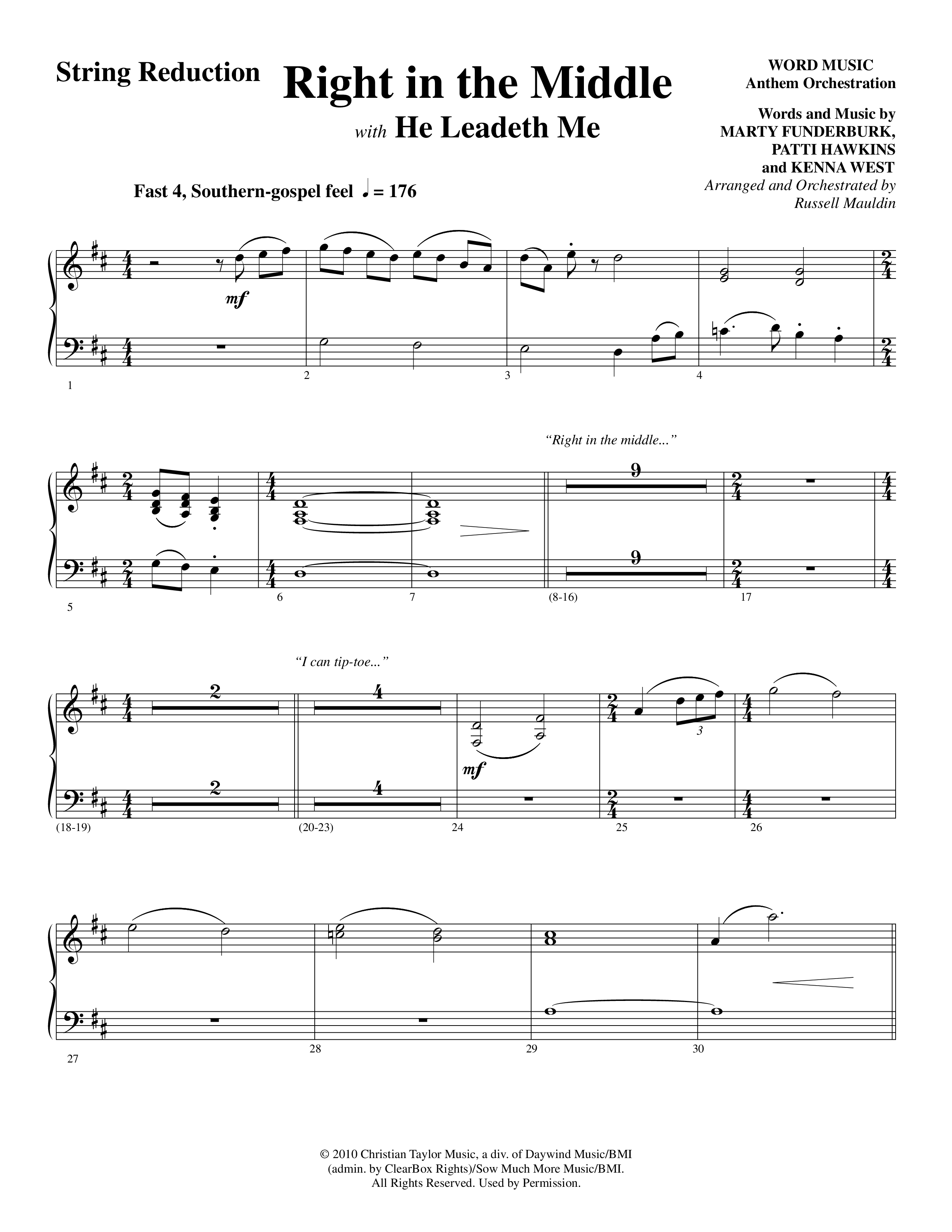 Right In The Middle (Choral Anthem SATB) String Reduction (Word Music Choral / Arr. Russell Mauldin)