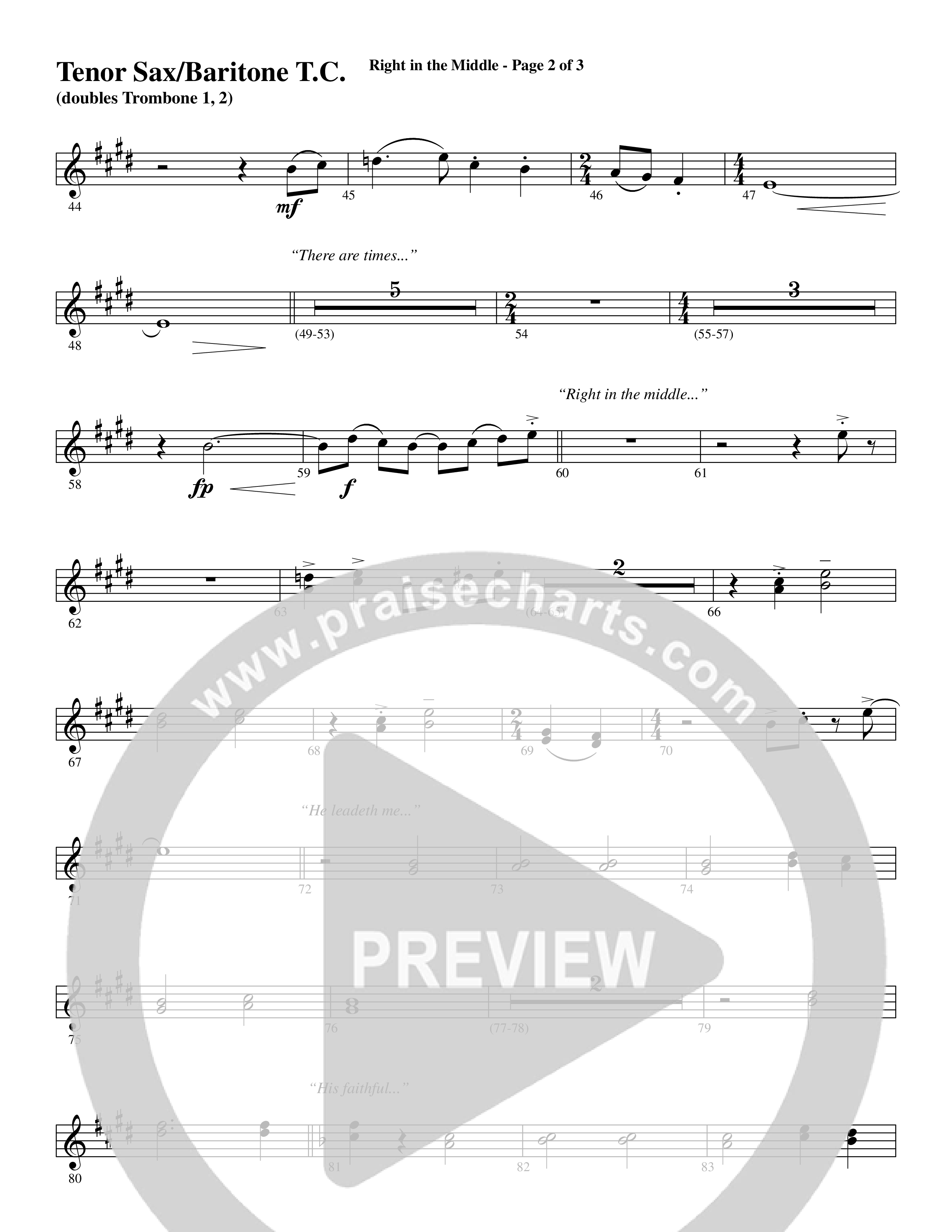 Right In The Middle (Choral Anthem SATB) Tenor Sax/Baritone T.C. (Word Music Choral / Arr. Russell Mauldin)