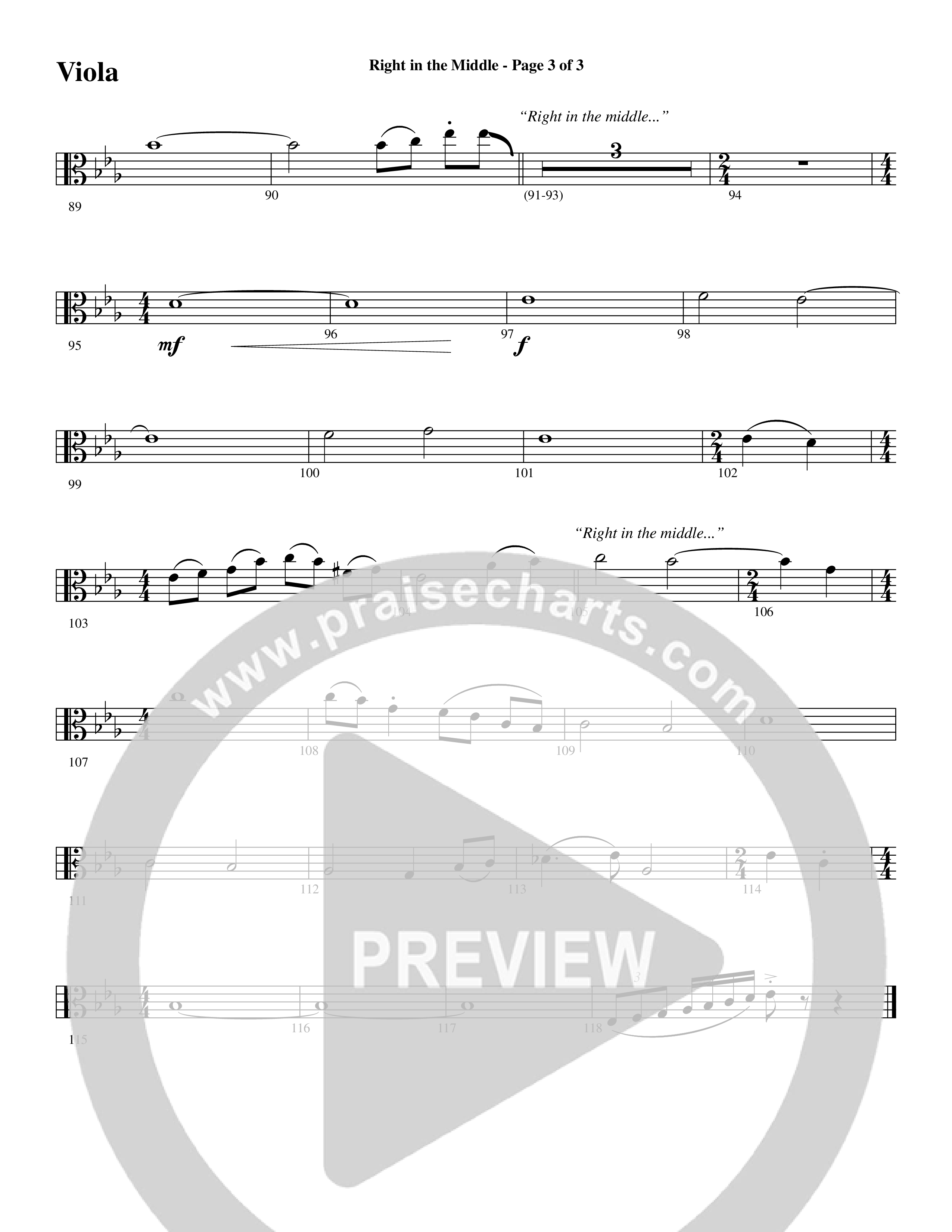 Right In The Middle (Choral Anthem SATB) Viola (Word Music Choral / Arr. Russell Mauldin)
