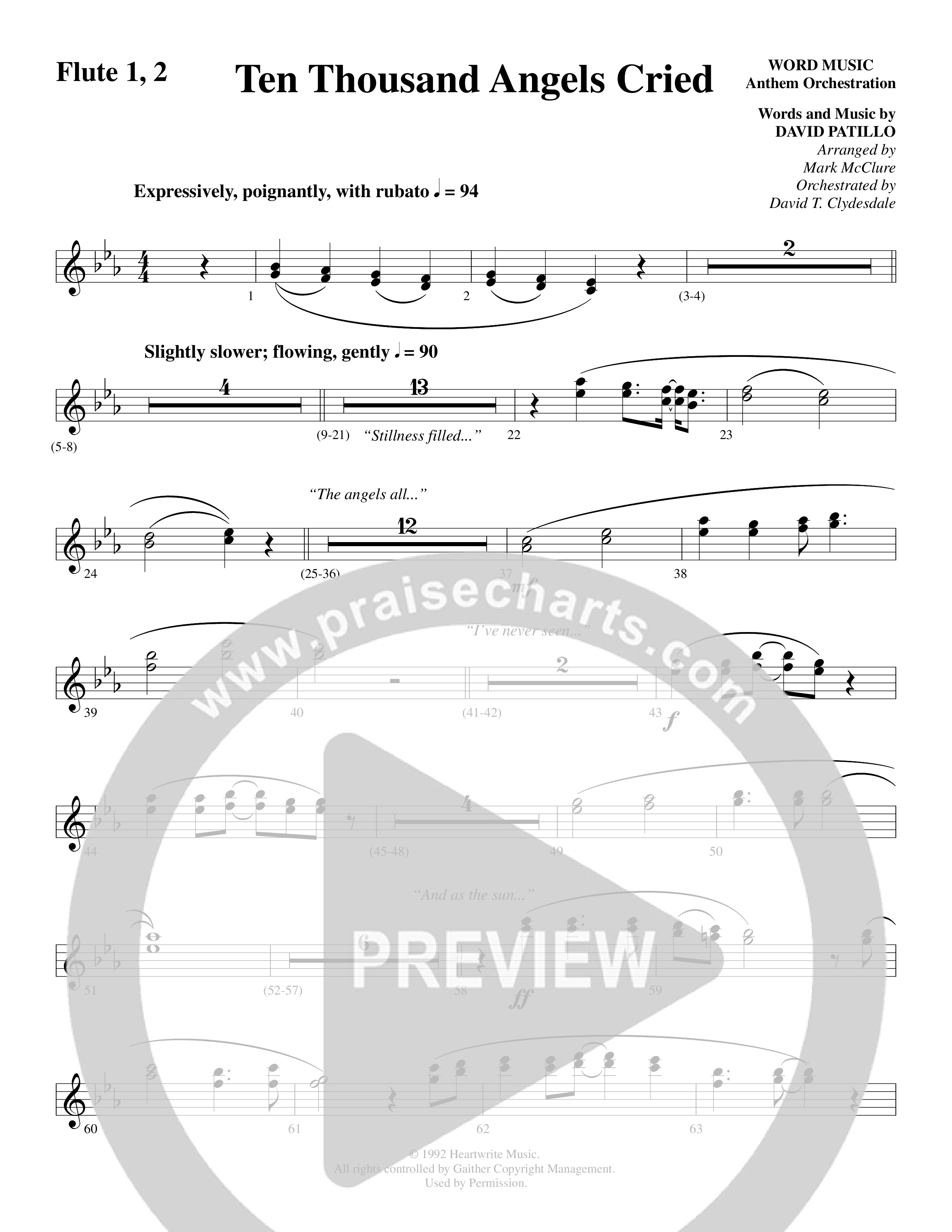 Ten Thousand Angels Cried (Choral Anthem SATB) Flute 1/2 (Word Music Choral / David Patillo)