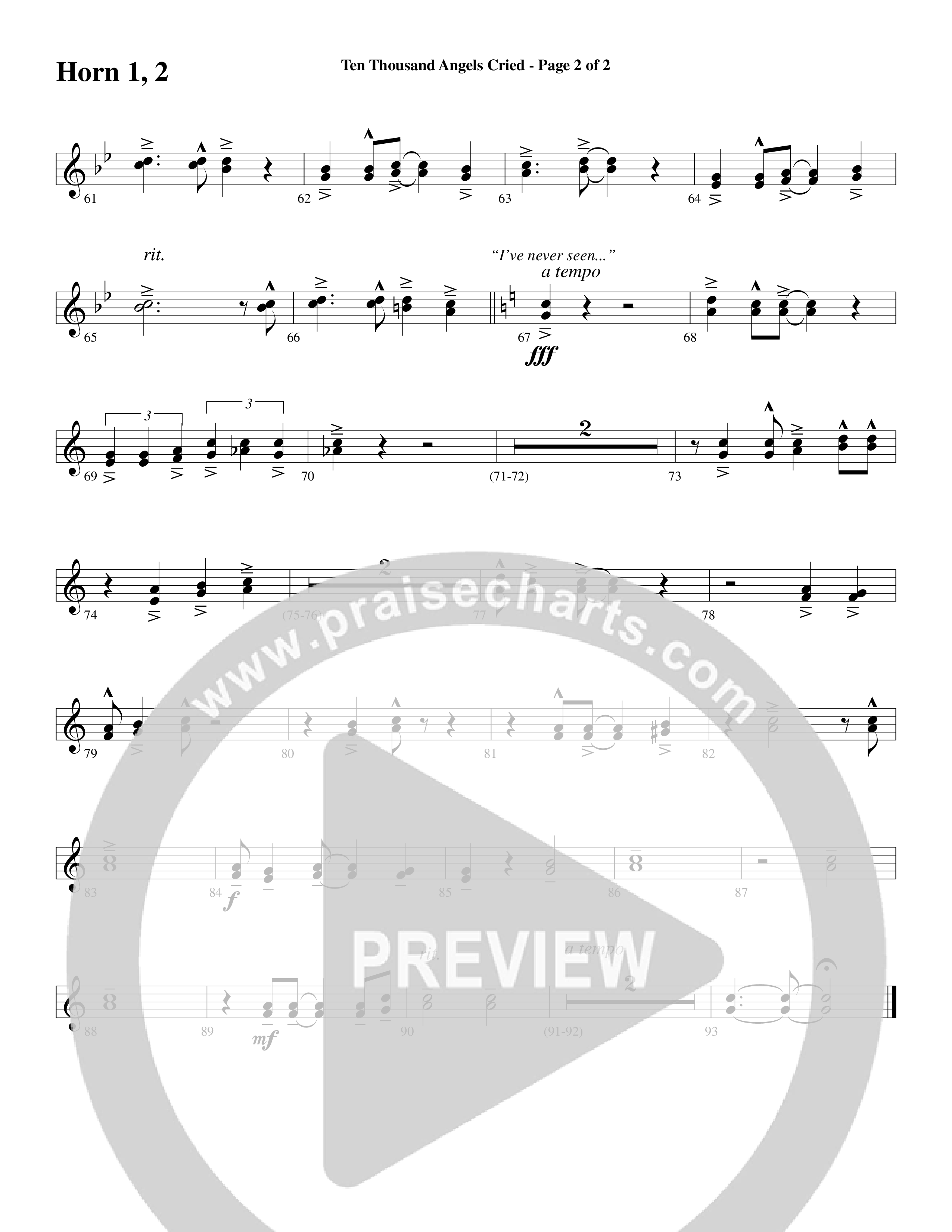 Ten Thousand Angels Cried (Choral Anthem SATB) French Horn 1/2 (Word Music Choral / David Patillo)