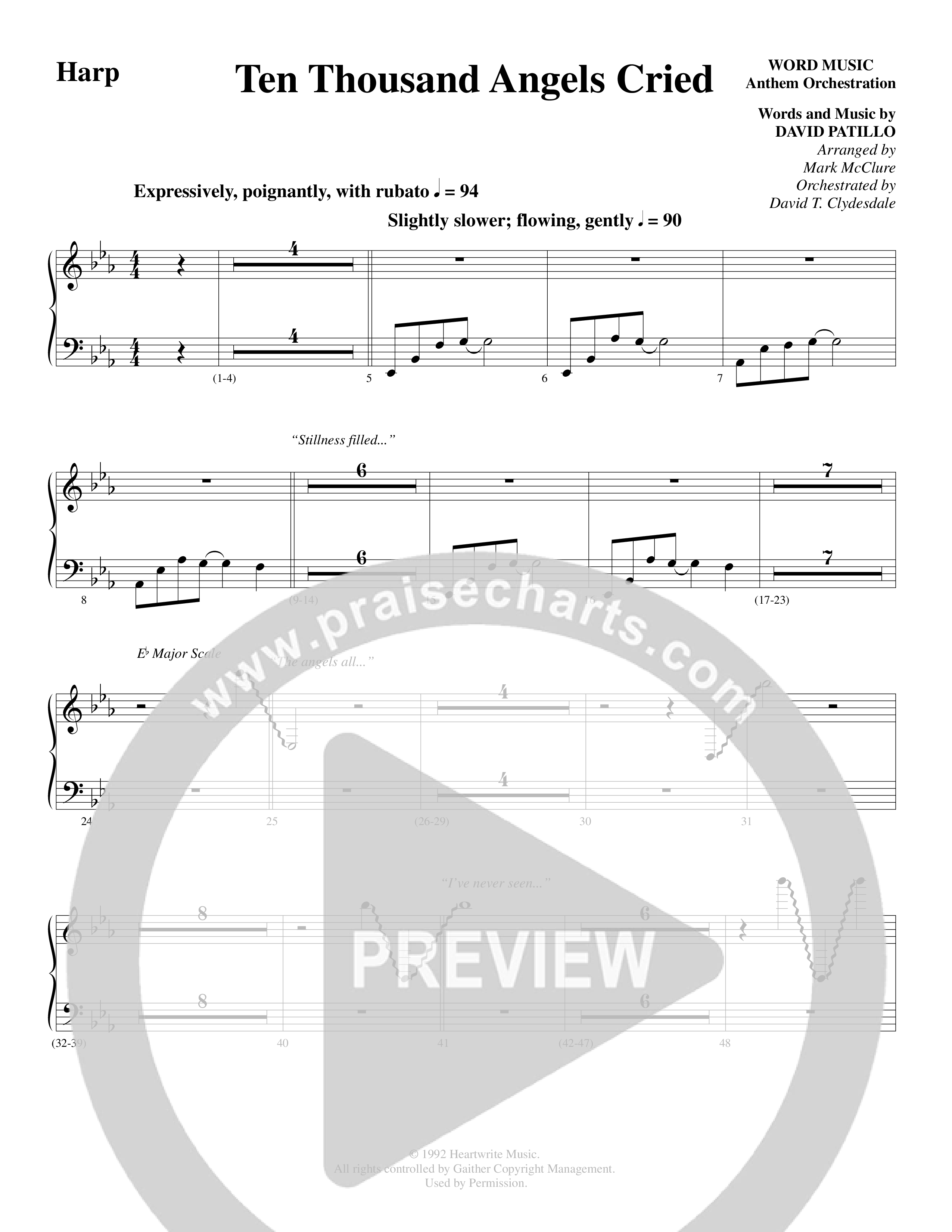 Ten Thousand Angels Cried (Choral Anthem SATB) Harp (Word Music Choral / David Patillo)