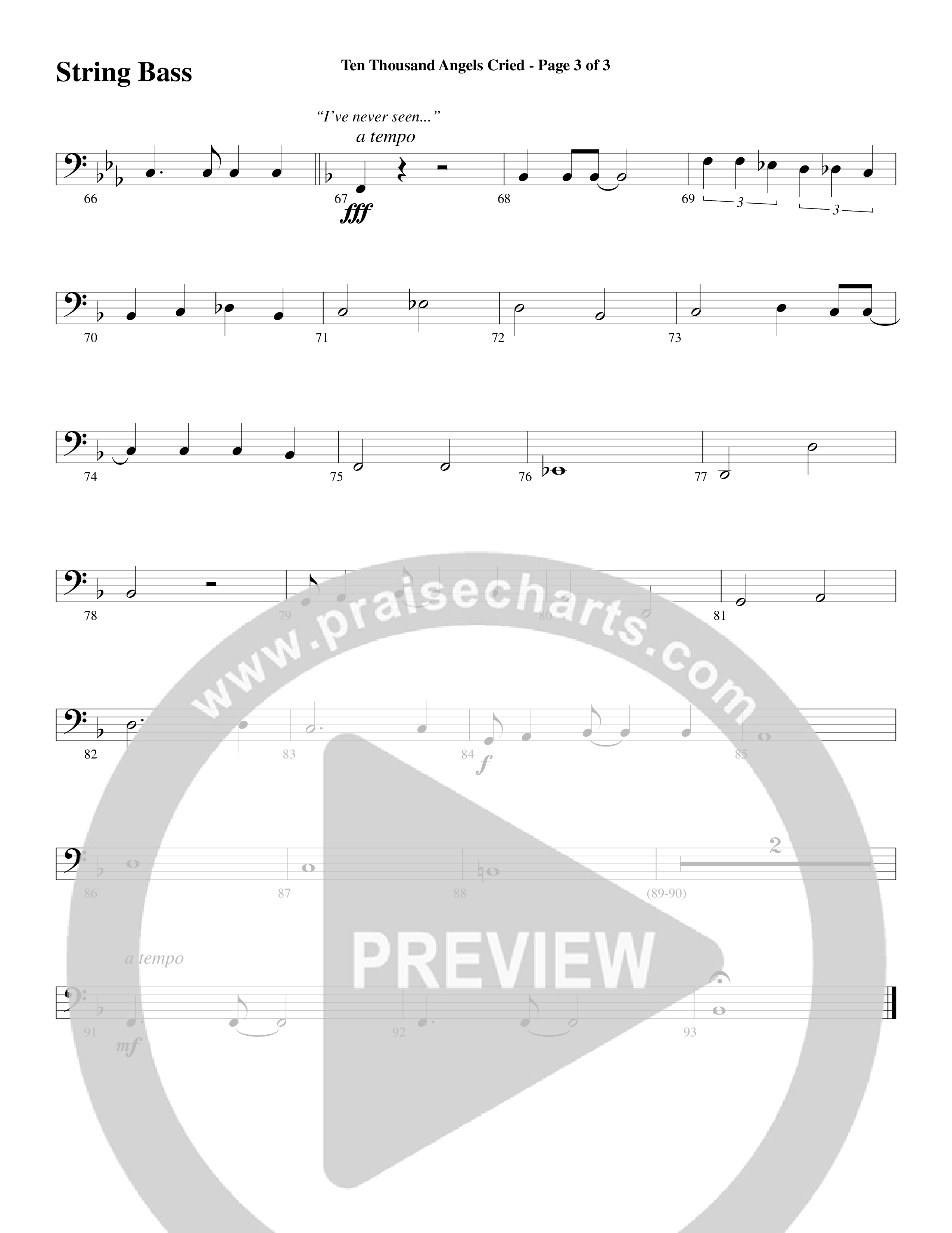 Ten Thousand Angels Cried (Choral Anthem SATB) String Bass (Word Music Choral / David Patillo)