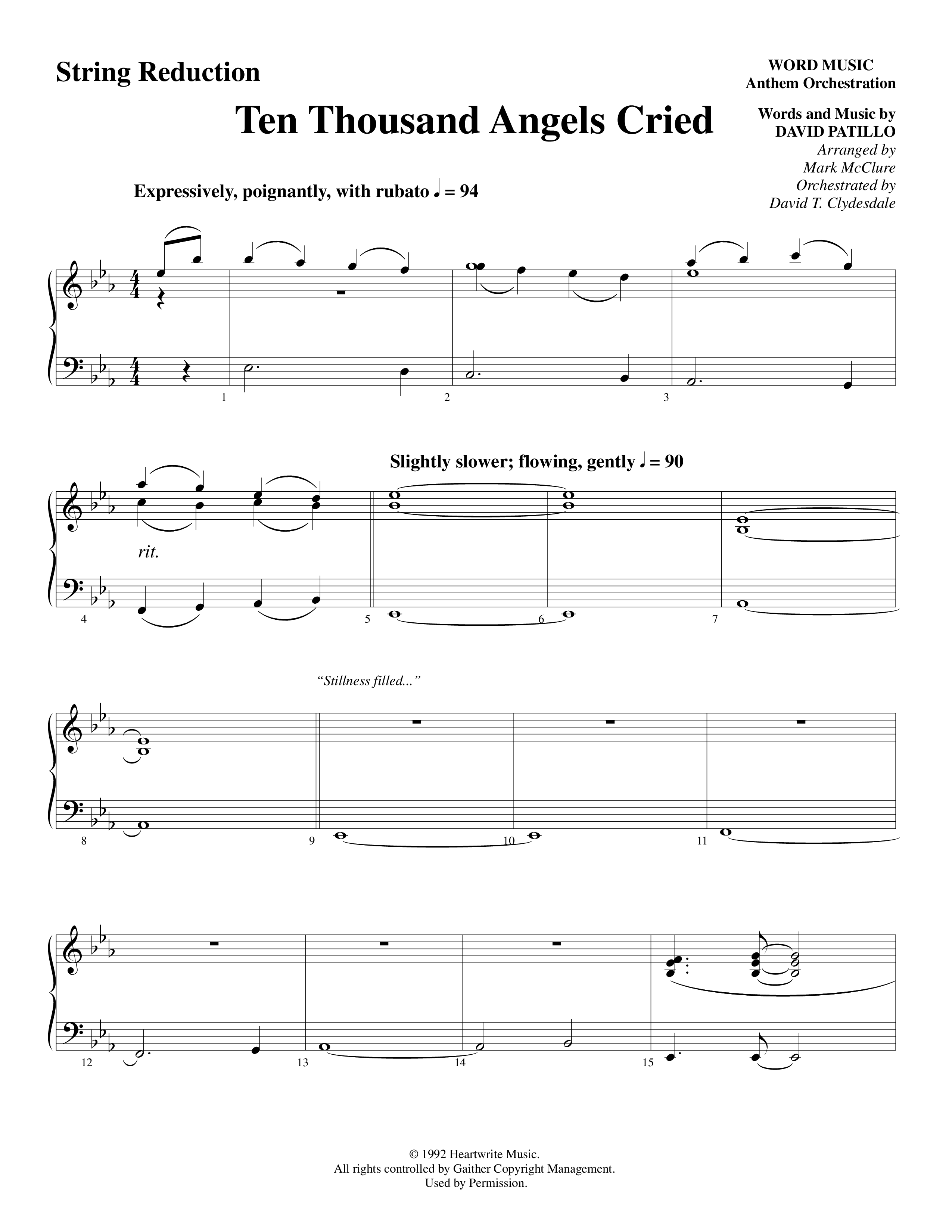 Ten Thousand Angels Cried (Choral Anthem SATB) String Reduction (Word Music Choral / David Patillo)