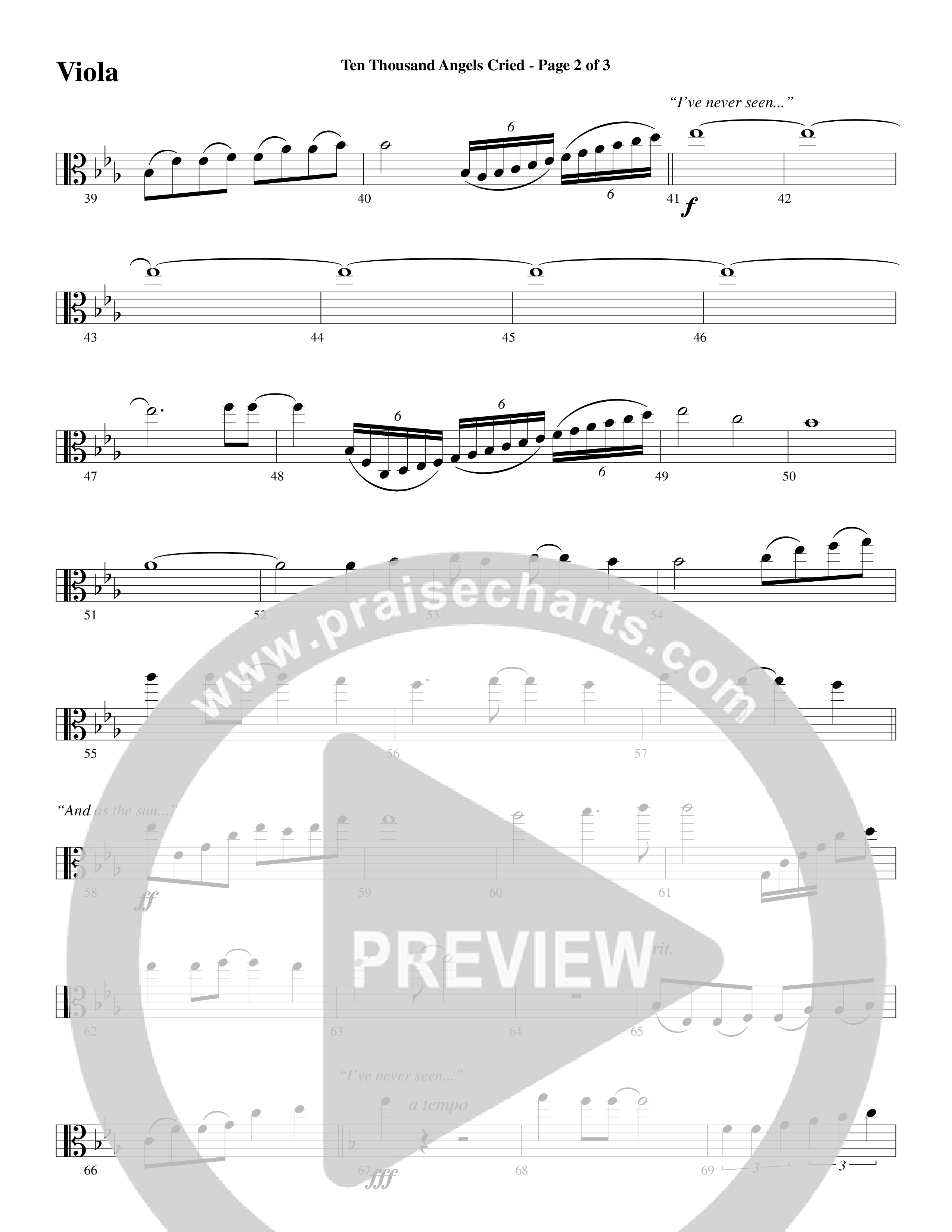 Ten Thousand Angels Cried (Choral Anthem SATB) Viola (Word Music Choral / David Patillo)