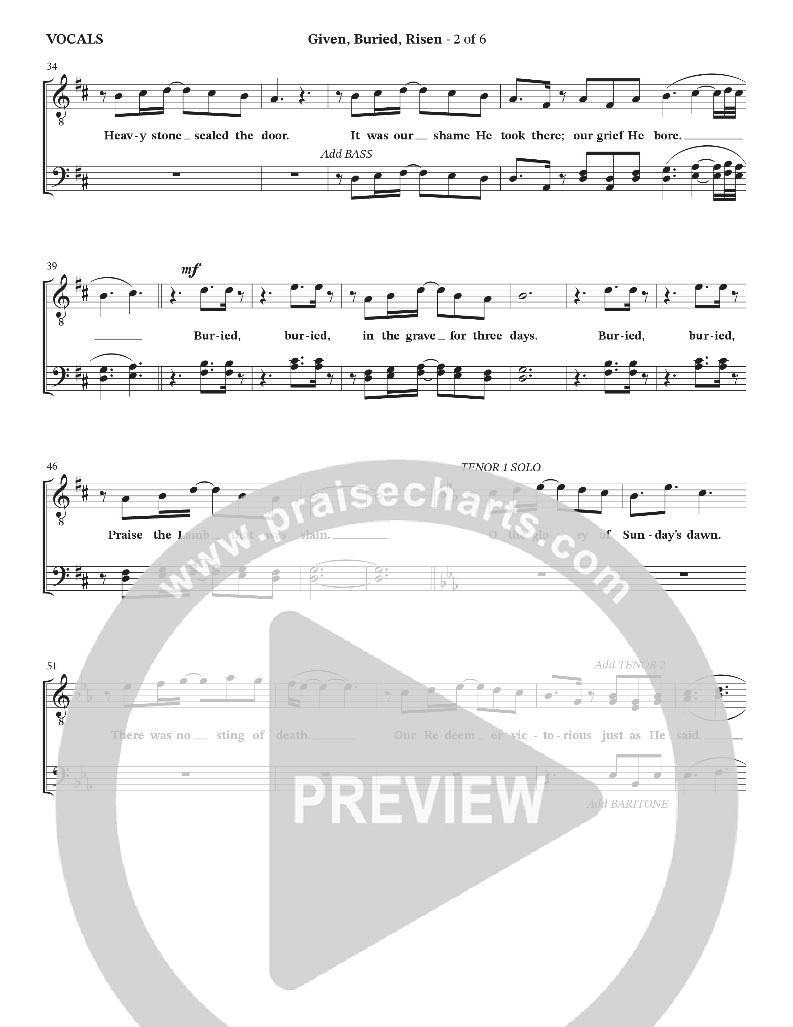 Given Buried Risen (Choral Anthem SATB) Choir Sheet (StowTown Worship / Arr. Bradley Knight / Orch. Wayne Haun)