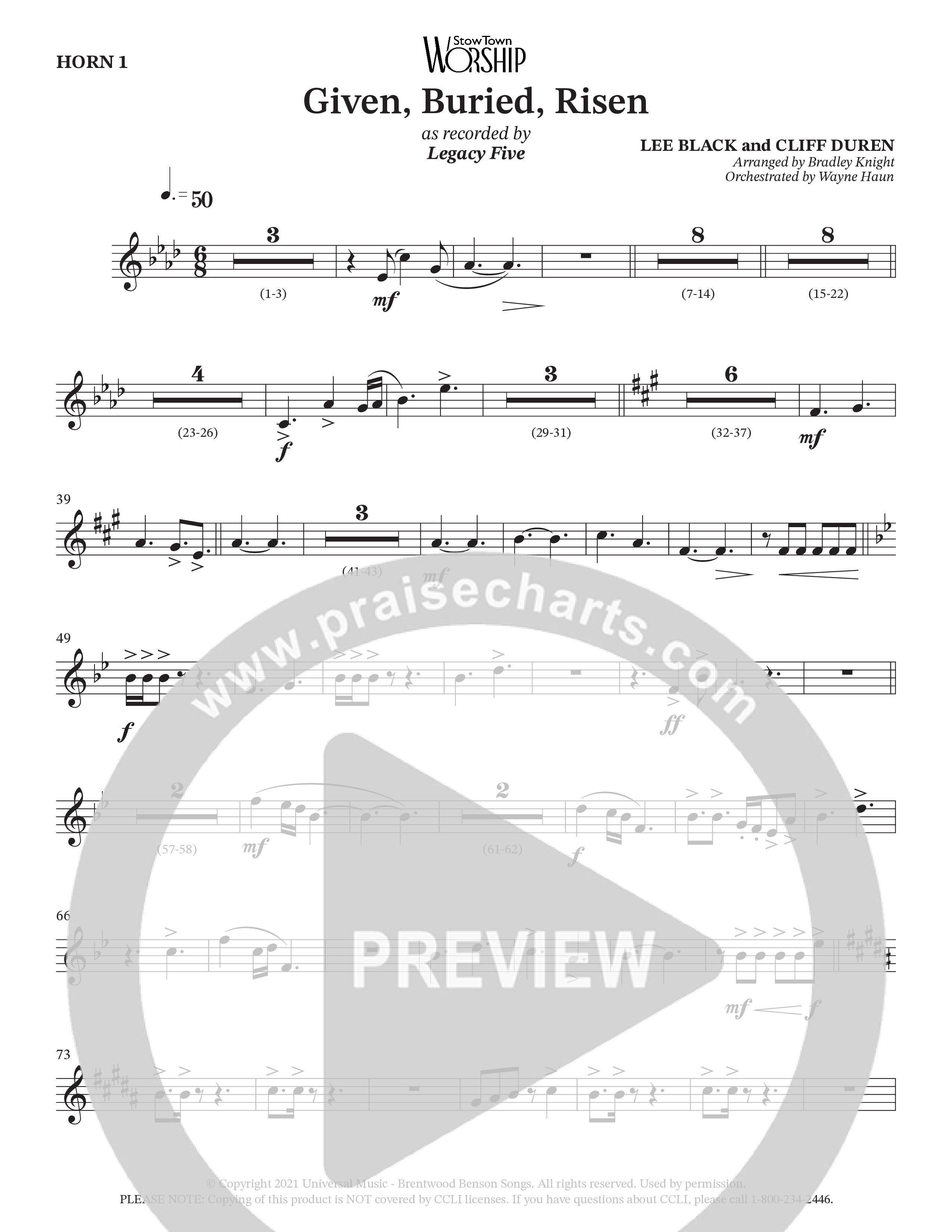 Given Buried Risen (Choral Anthem SATB) Brass Pack (StowTown Worship / Arr. Bradley Knight / Orch. Wayne Haun)