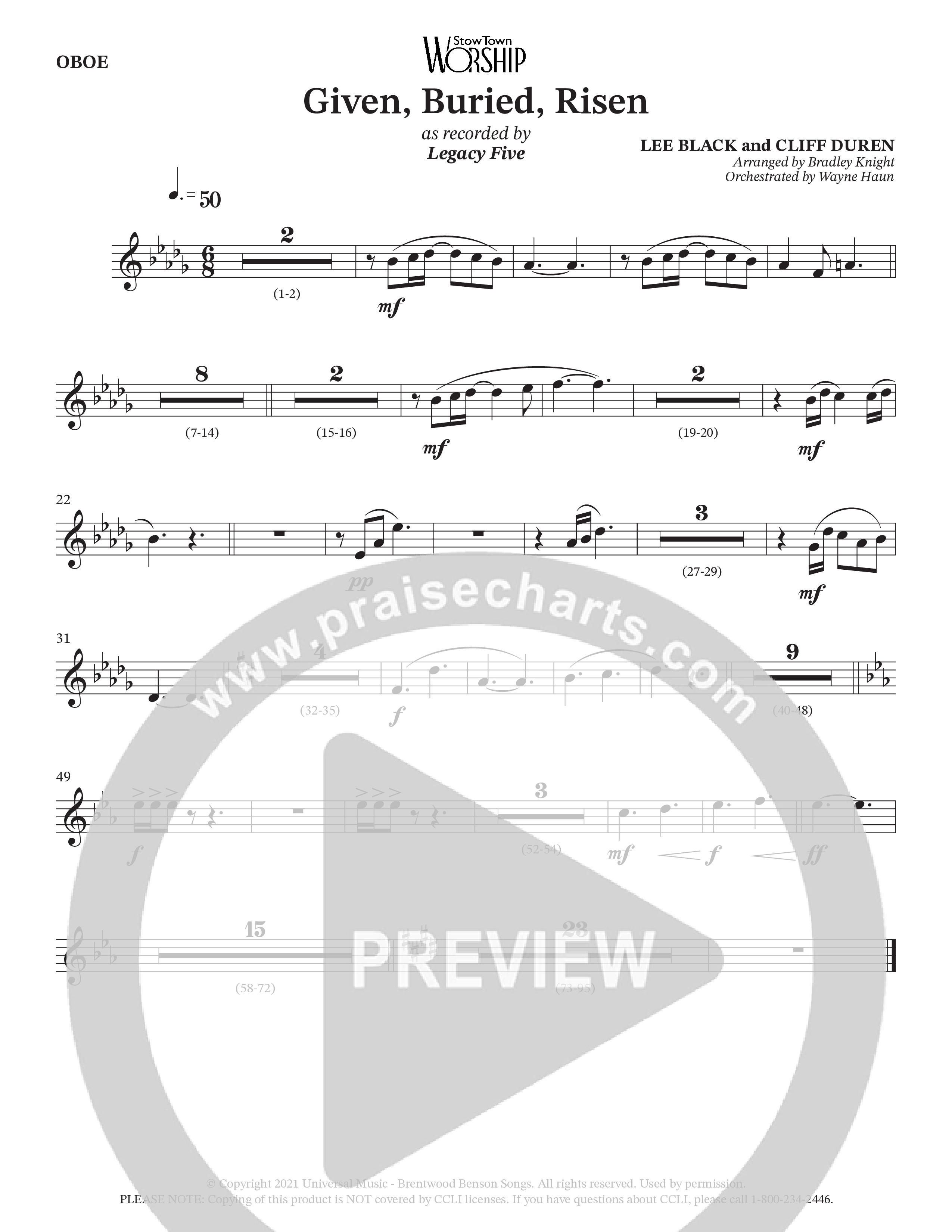 Given Buried Risen (Choral Anthem SATB) Wind Pack (StowTown Worship / Arr. Bradley Knight / Orch. Wayne Haun)