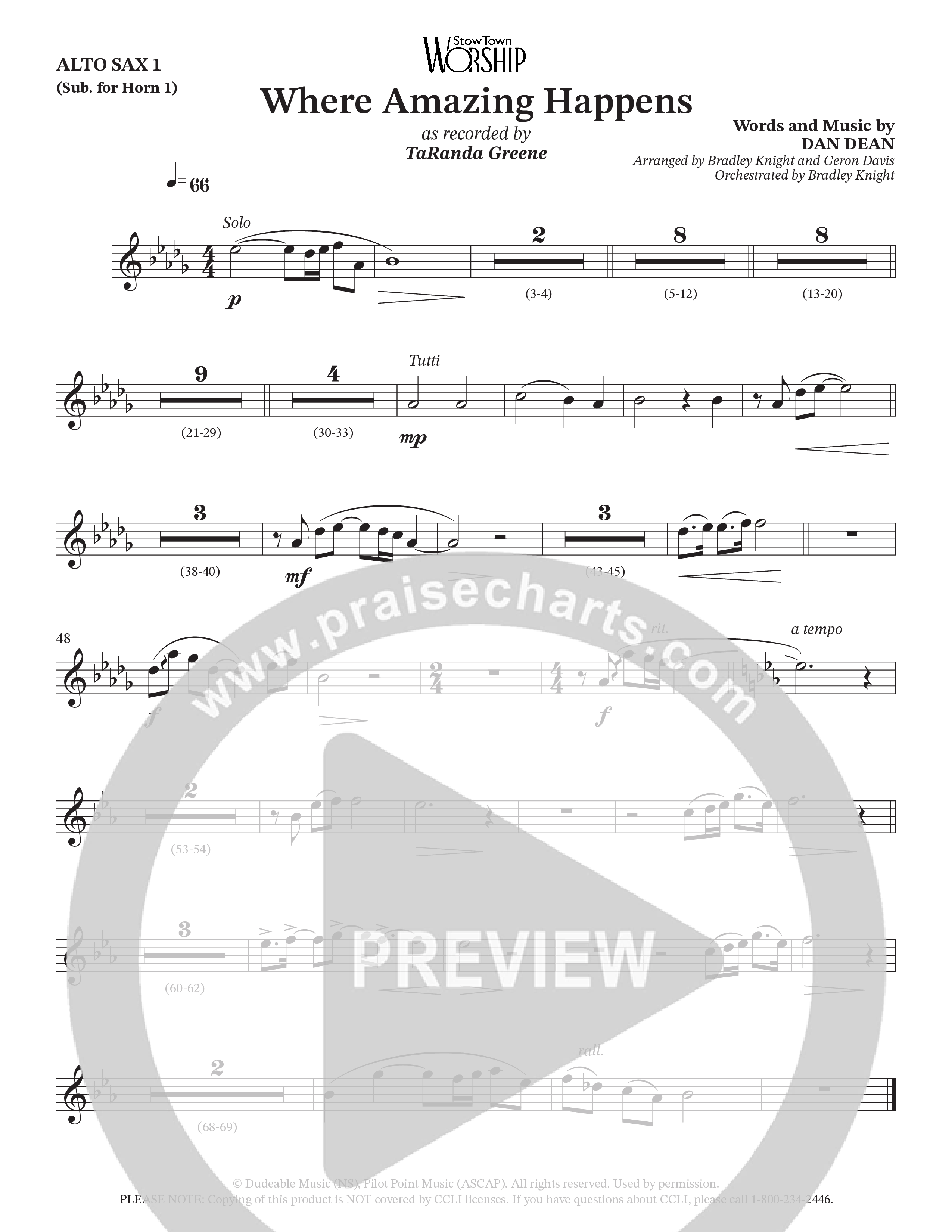 Where Amazing Happens (Choral Anthem SATB) Alto Sax 1/2 (TaRanda Greene / Arr. Bradley Knight / Arr. Geron Davis)
