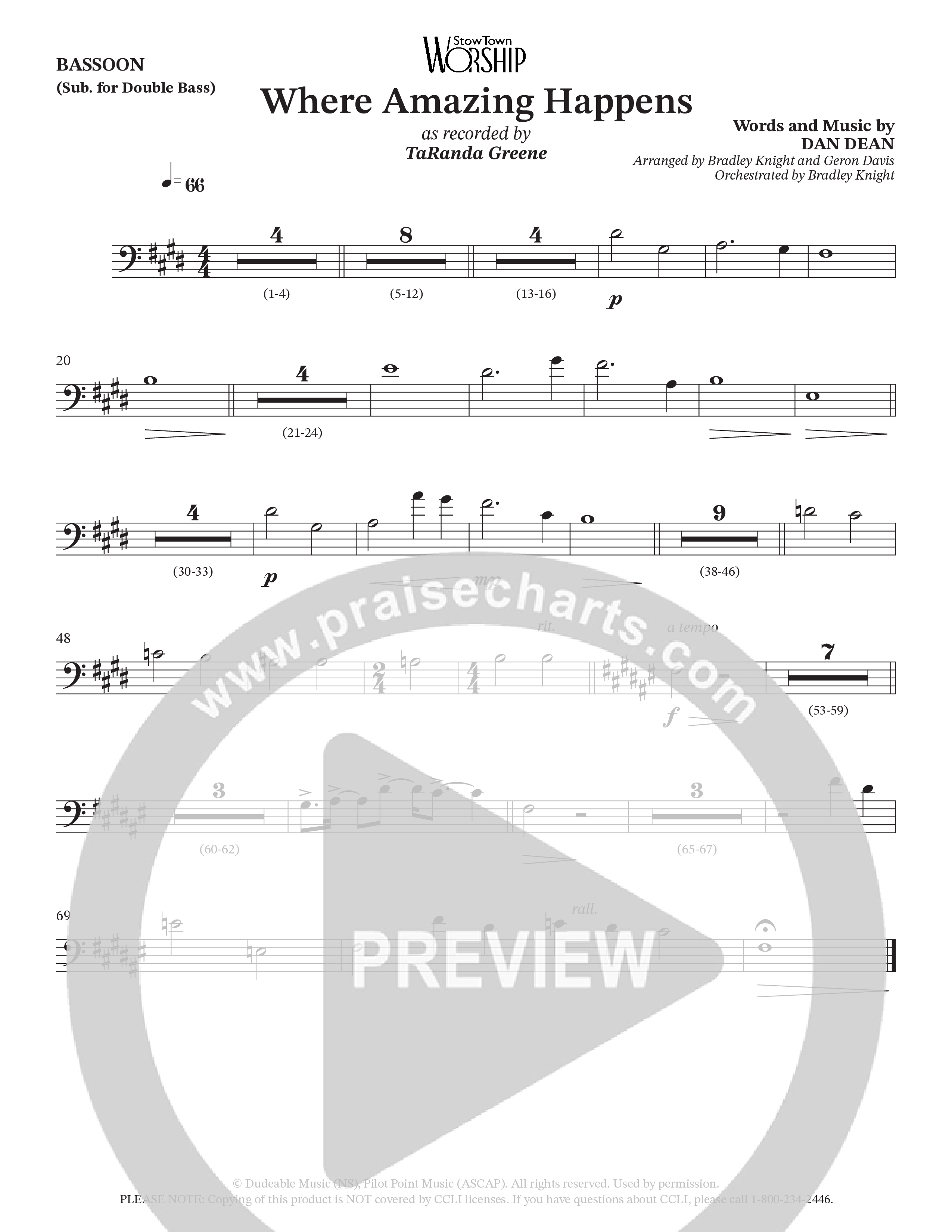 Where Amazing Happens (Choral Anthem SATB) Bassoon (TaRanda Greene / Arr. Bradley Knight / Arr. Geron Davis)