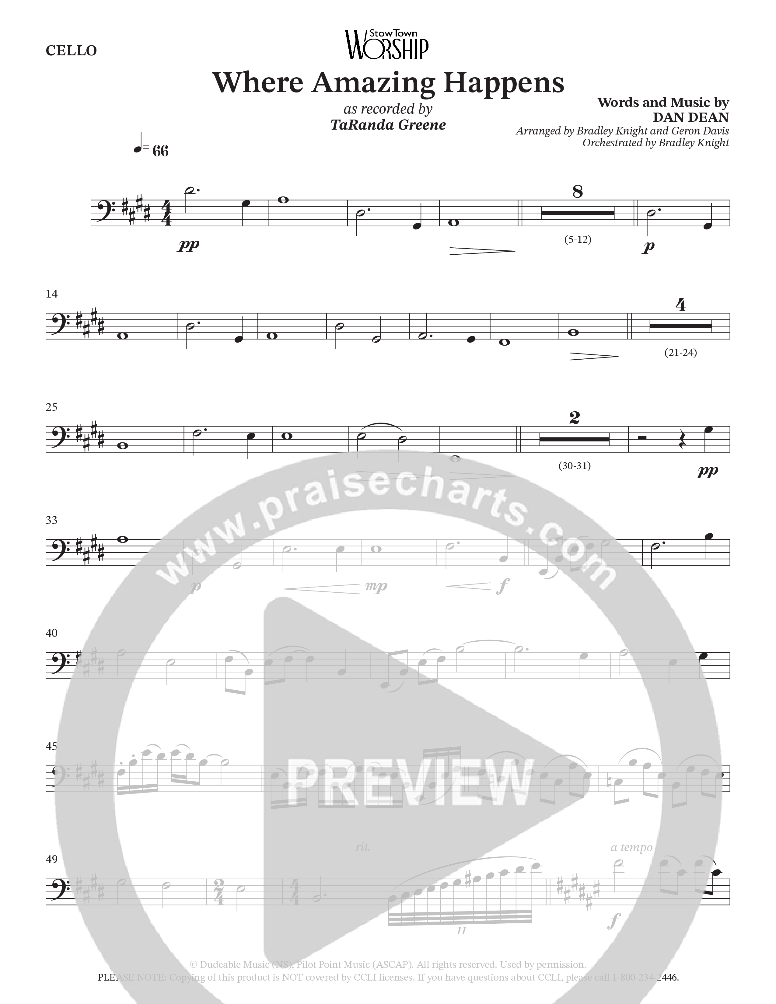 Where Amazing Happens (Choral Anthem SATB) Cello (TaRanda Greene / Arr. Bradley Knight / Arr. Geron Davis)