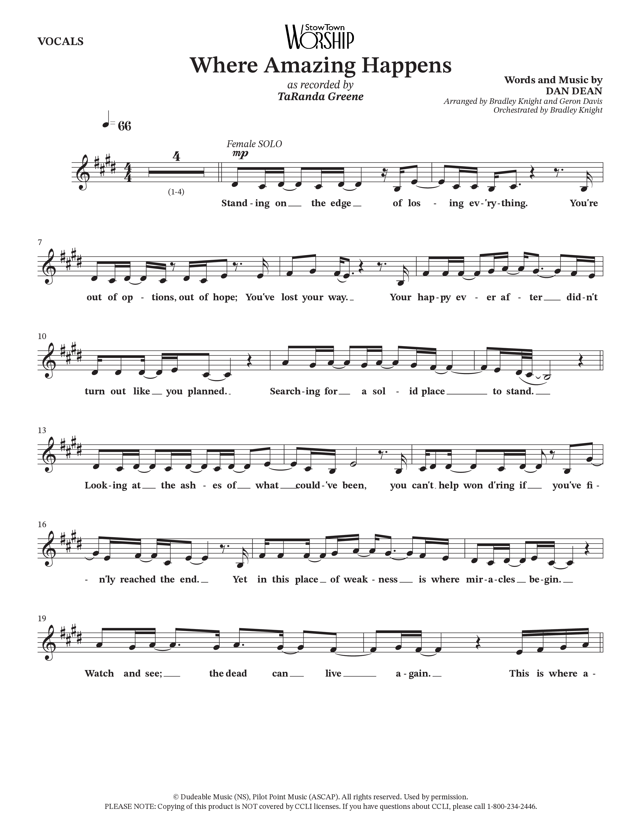 Where Amazing Happens (Choral Anthem SATB) Choir Sheet (SATB) (TaRanda Greene / Arr. Bradley Knight / Arr. Geron Davis)