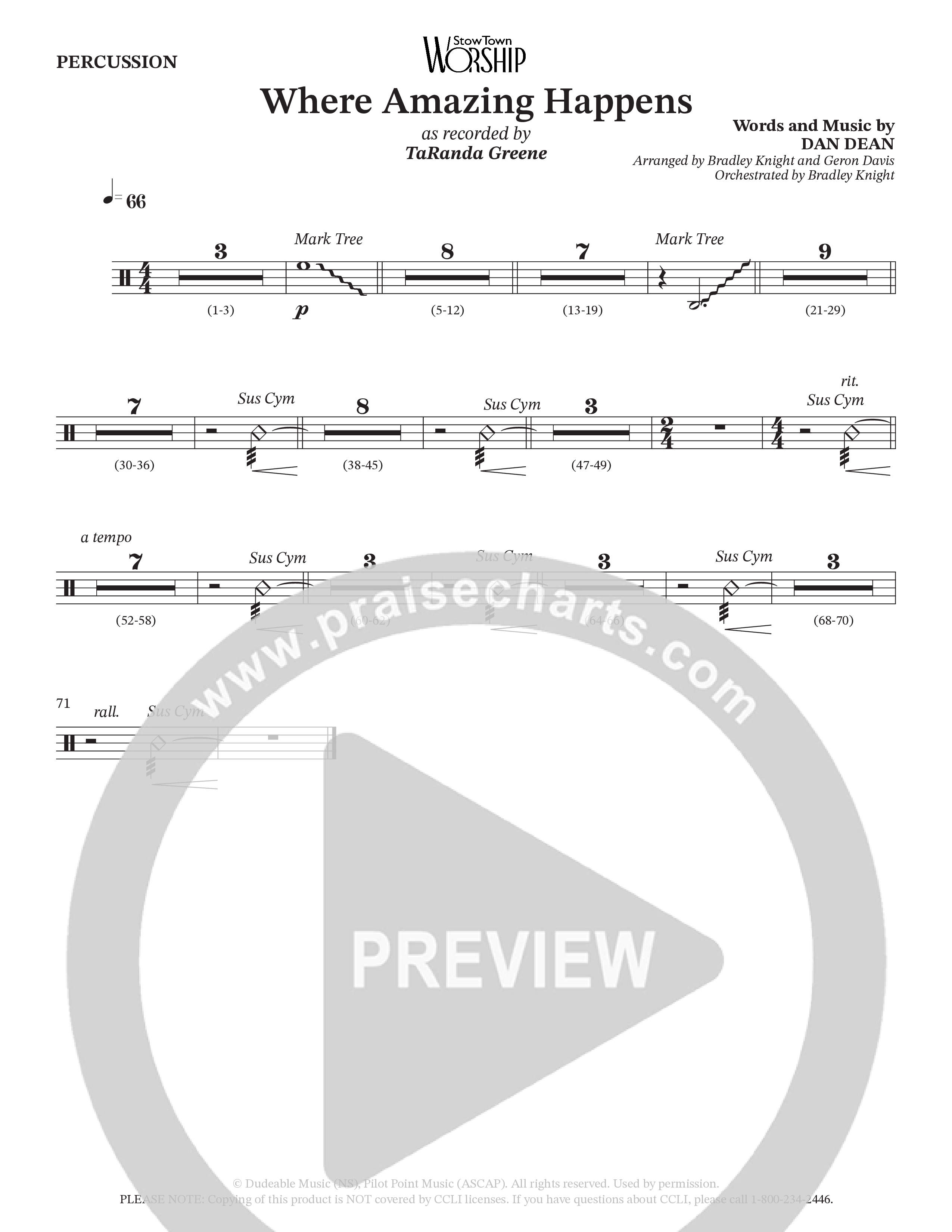 Where Amazing Happens (Choral Anthem SATB) Percussion (TaRanda Greene / Arr. Bradley Knight / Arr. Geron Davis)