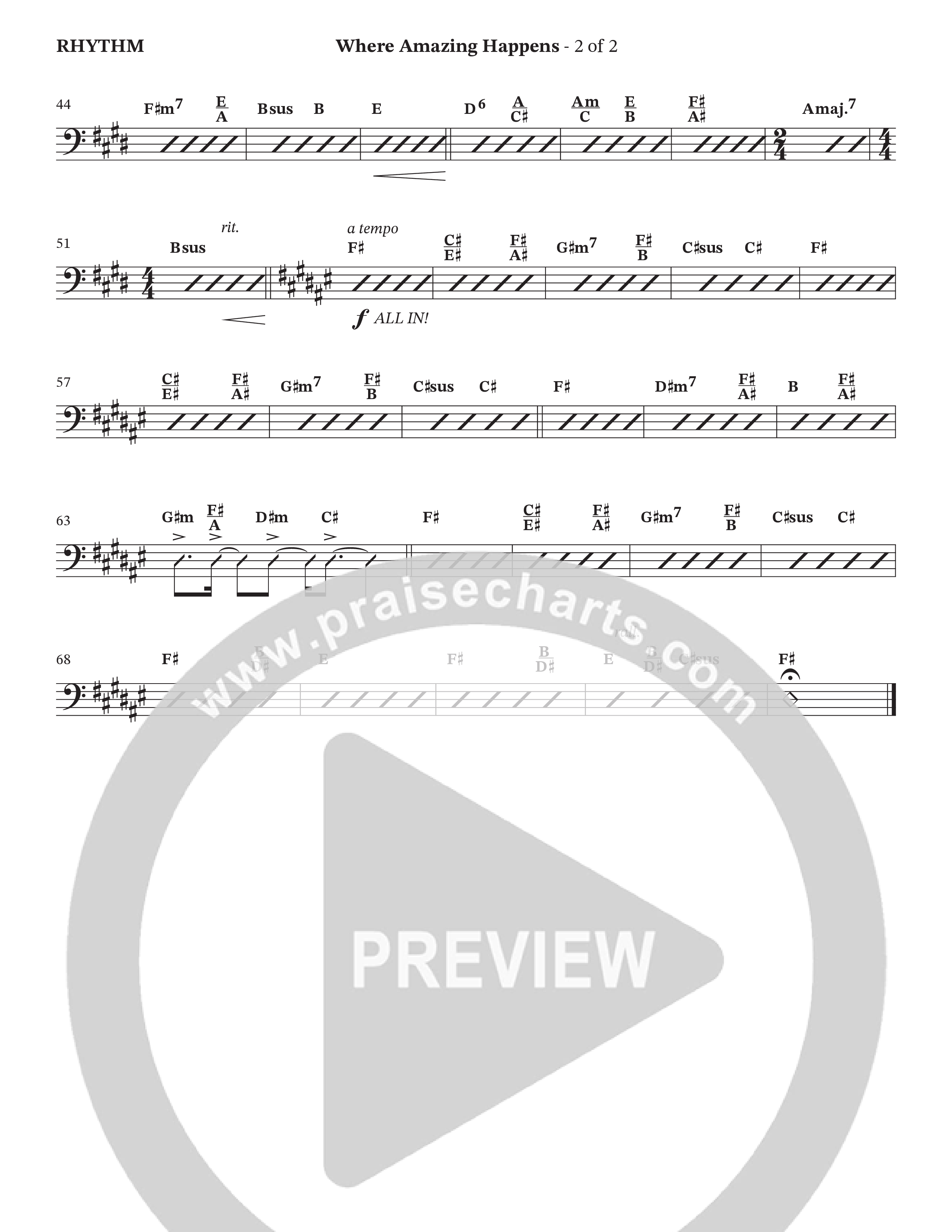 Where Amazing Happens (Choral Anthem SATB) Rhythm Chart (TaRanda Greene / Arr. Bradley Knight / Arr. Geron Davis)