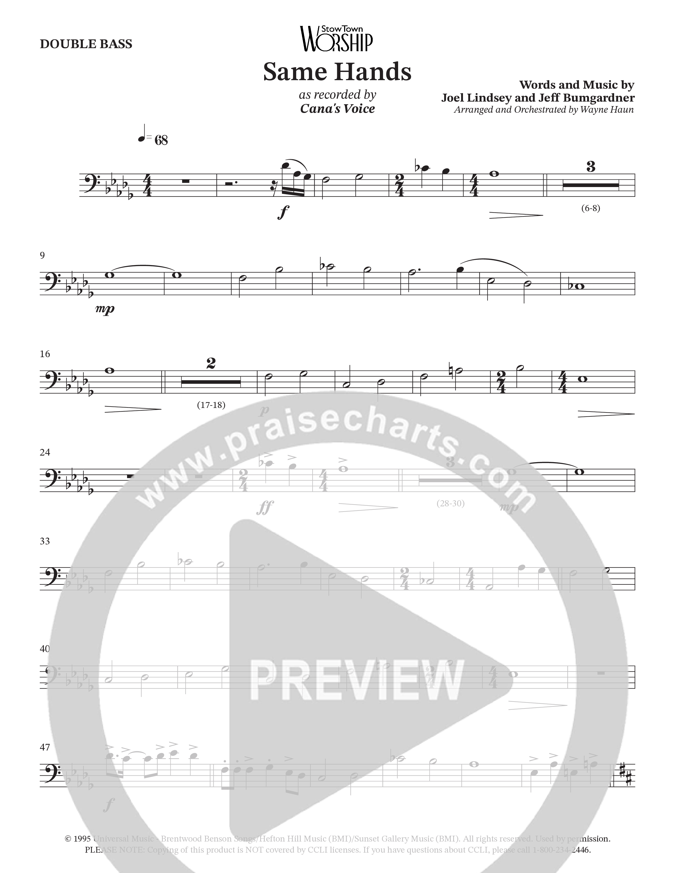 Same Hands (Choral Anthem SATB) Double Bass (StowTown Worship / Arr. Wayne Haun)