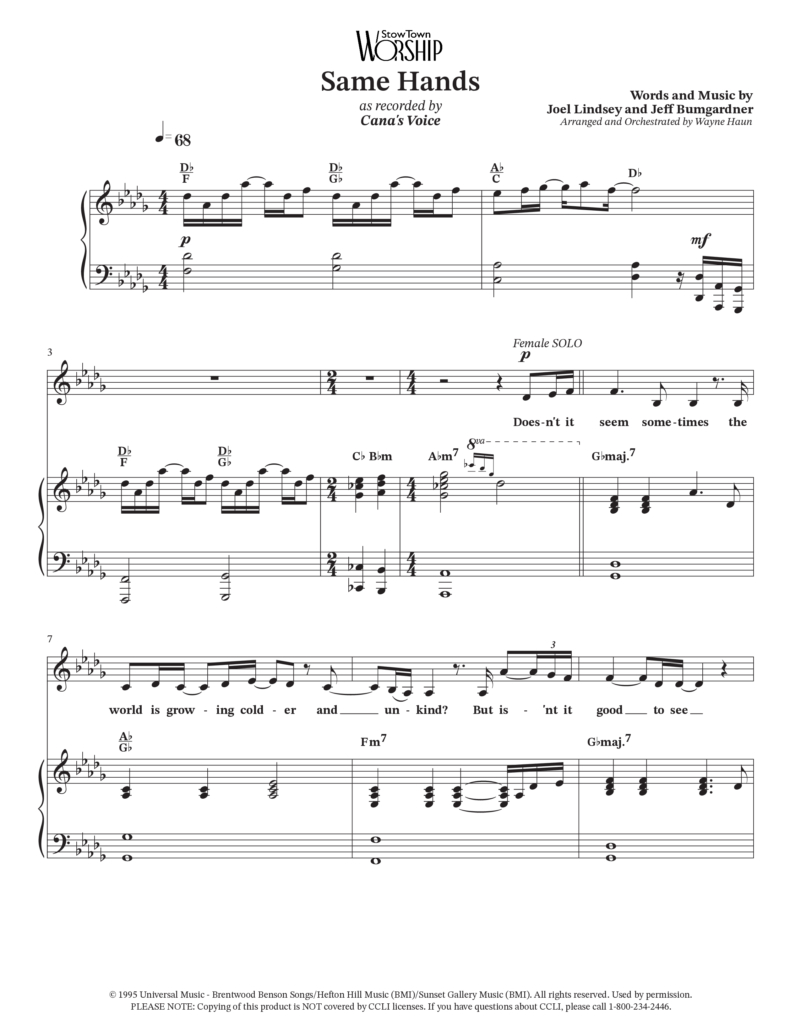 Same Hands (Choral Anthem SATB) Piano/Vocal Pack (StowTown Worship / Arr. Wayne Haun)