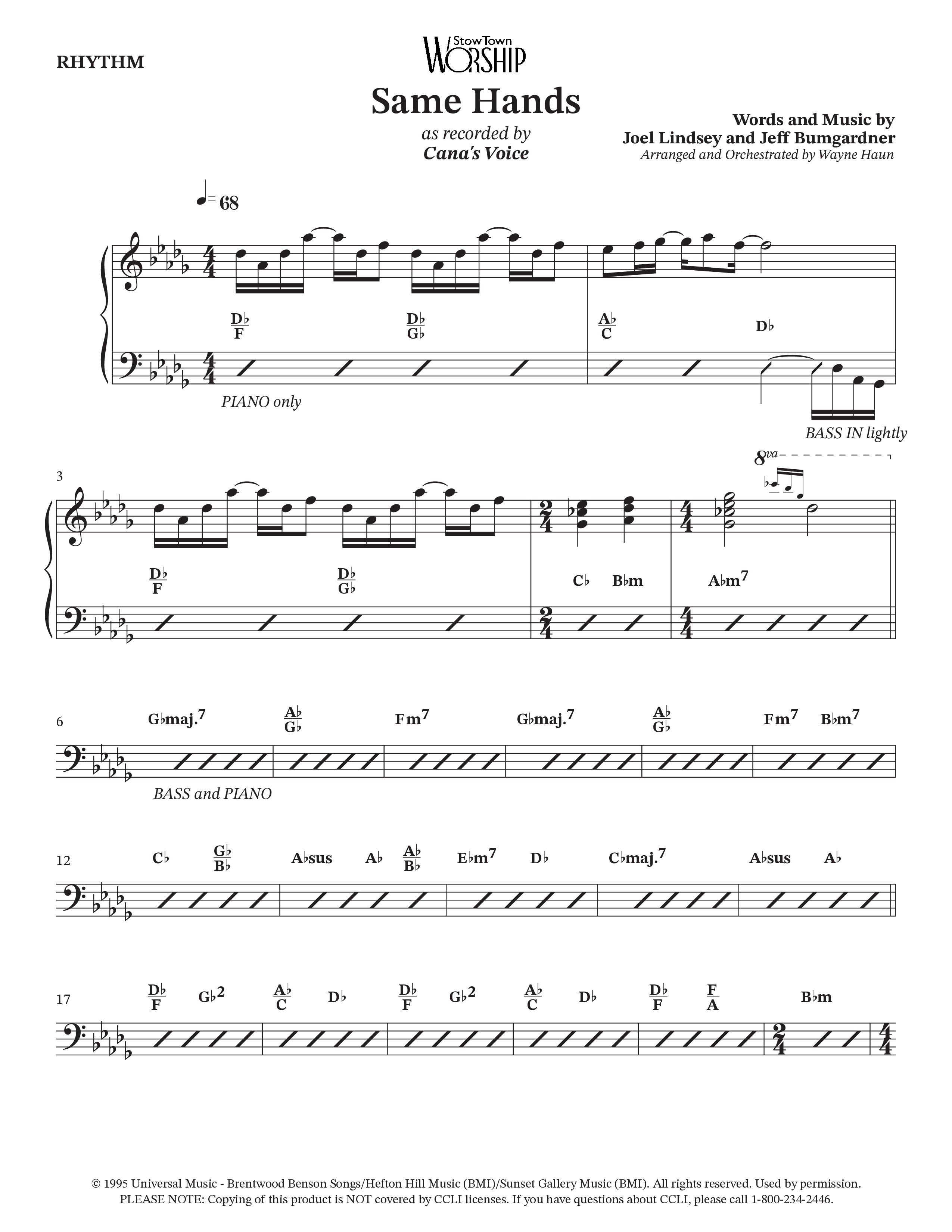 Same Hands (Choral Anthem SATB) Rhythm Chart (StowTown Worship / Arr. Wayne Haun)