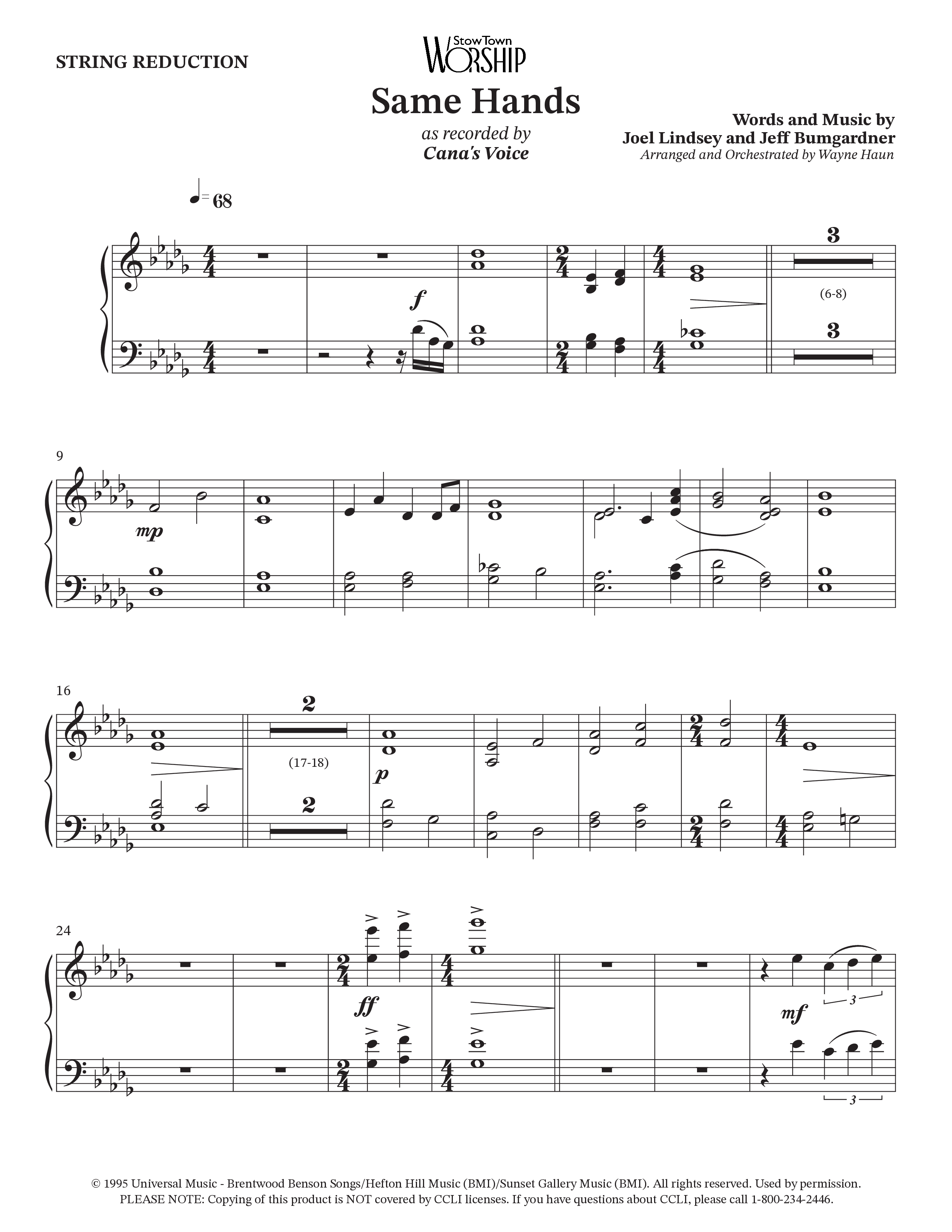 Same Hands (Choral Anthem SATB) String Reduction (StowTown Worship / Arr. Wayne Haun)